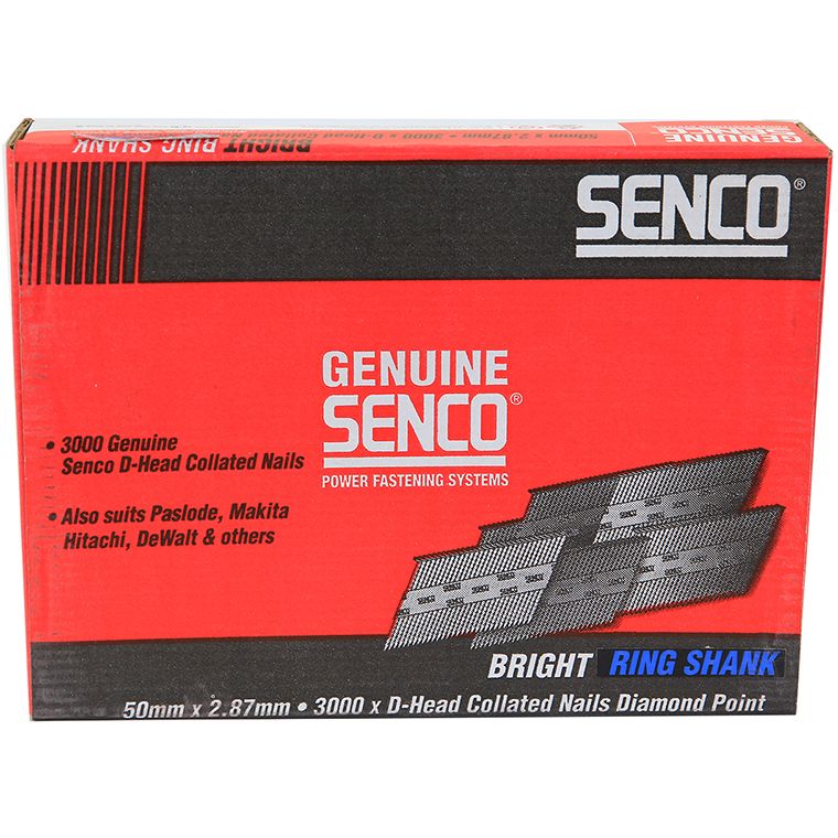 Senco Ring Shank Nails Dome Head Paper Collated Bright Steel Bowens