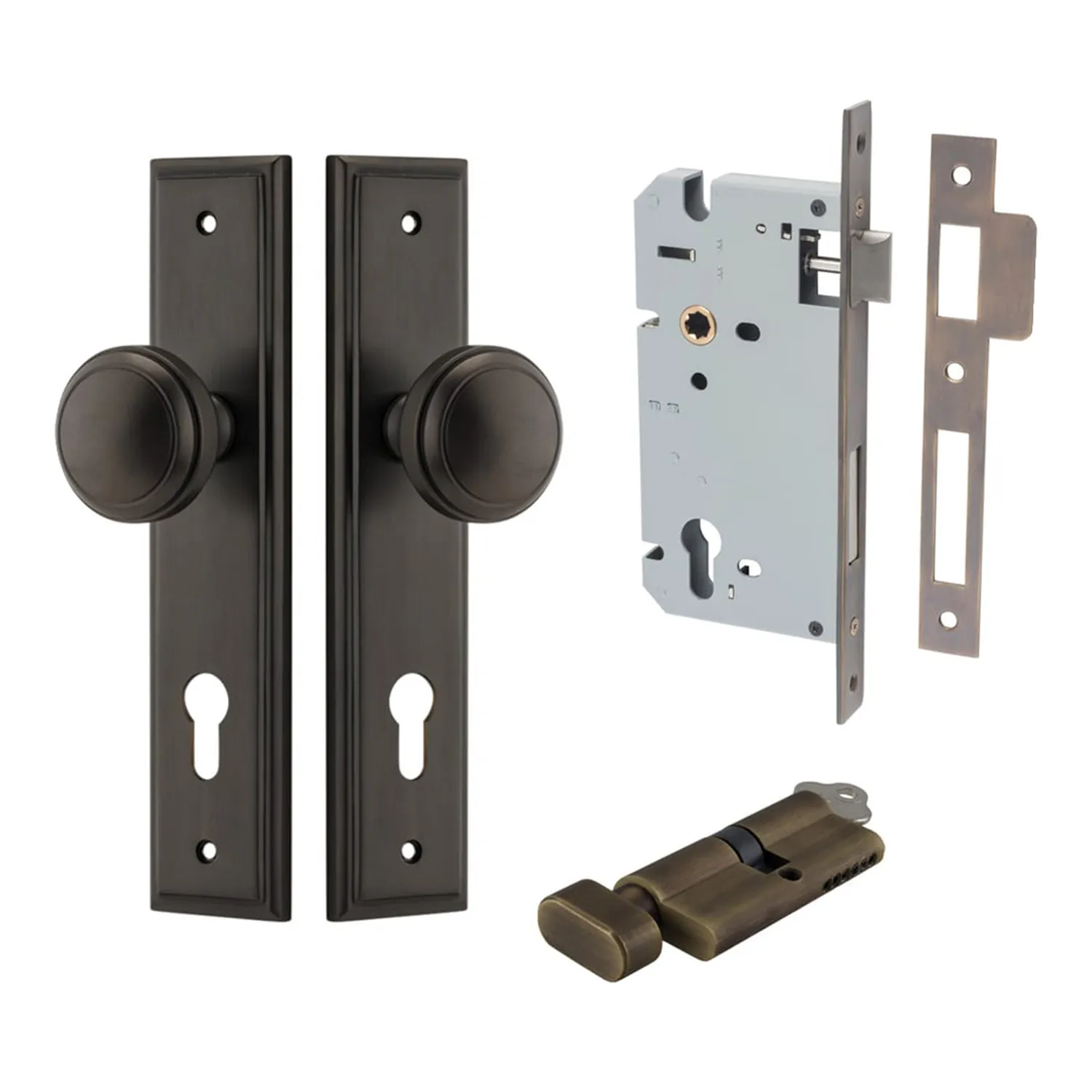 Iver Paddington Entry Knob Set with Stepped Backplate