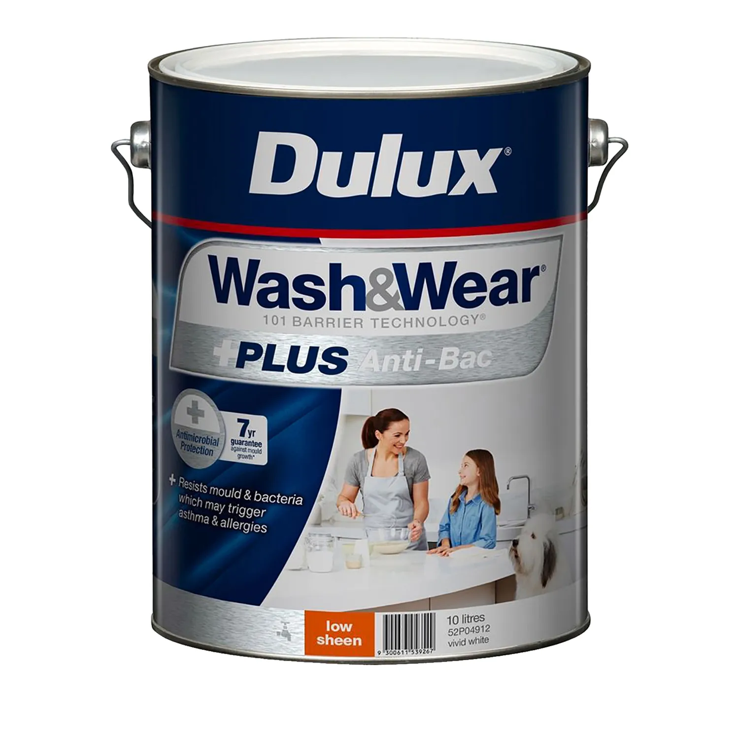 52A0491210L_01_01_8c7be419b8c5781bab790d86a198732fbf7045c9_10L_AntiBac_LowSheen_VW Dulux® Wash&Wear® +PLUS Kitchen&Bathroom Paint
