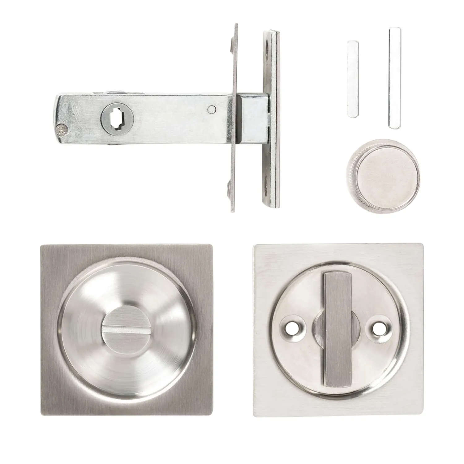 56095SSS_01_01_6ab2a6f2097c14fa0ea6d2e5862b4f159e230f77_SqrCvtySldrStnStnlssStl Lemaar Cavity Sliding Door Set Square Satin Stainless Steel