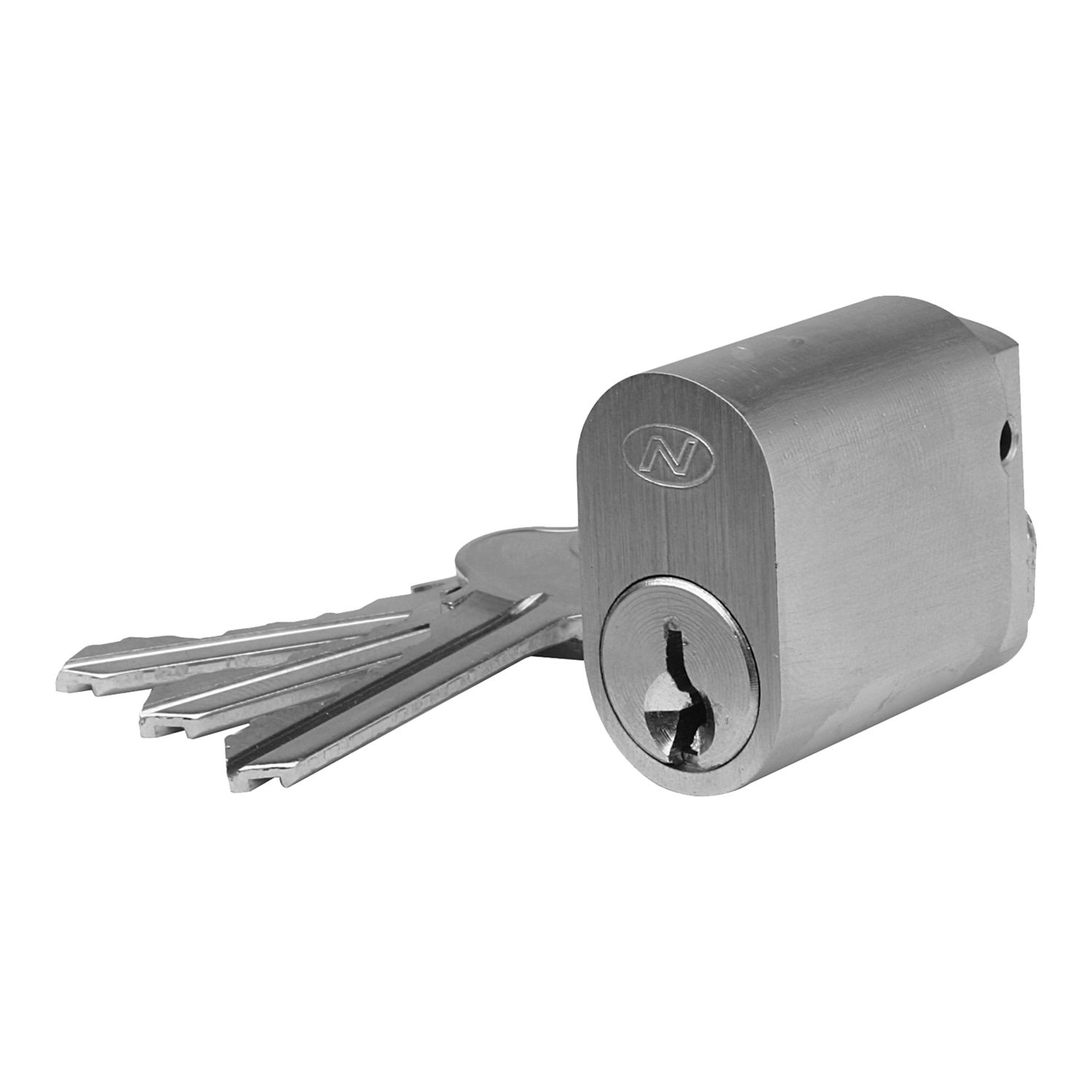 Novas N1A Oval Cylinder Lock Satin Chrome Bowens