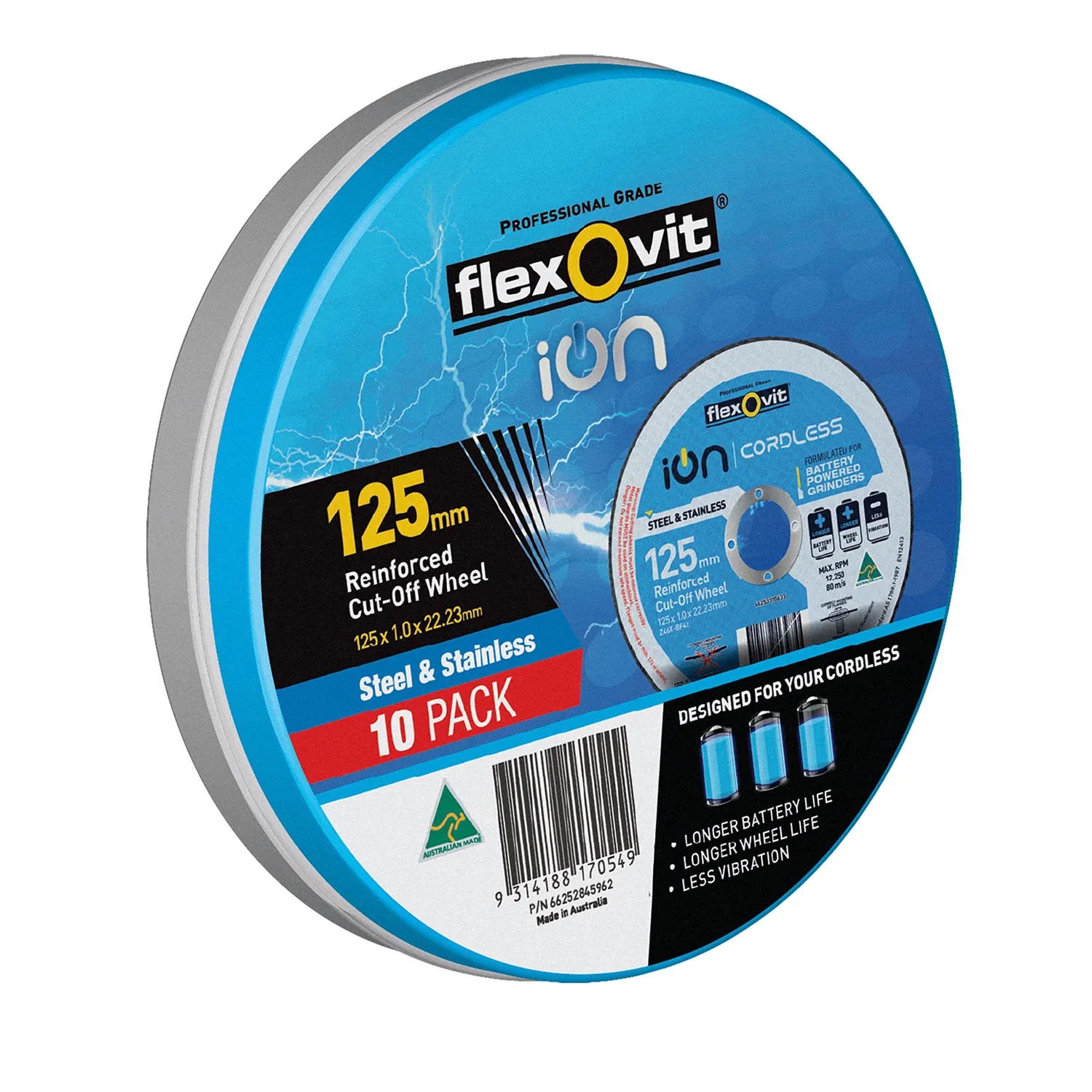 66252839399_01_01_16b75207a87893b1cc78bc526df567137fbc5d0c_66252839399_0 Flexovit® Cordless Ion Cut Off Wheel