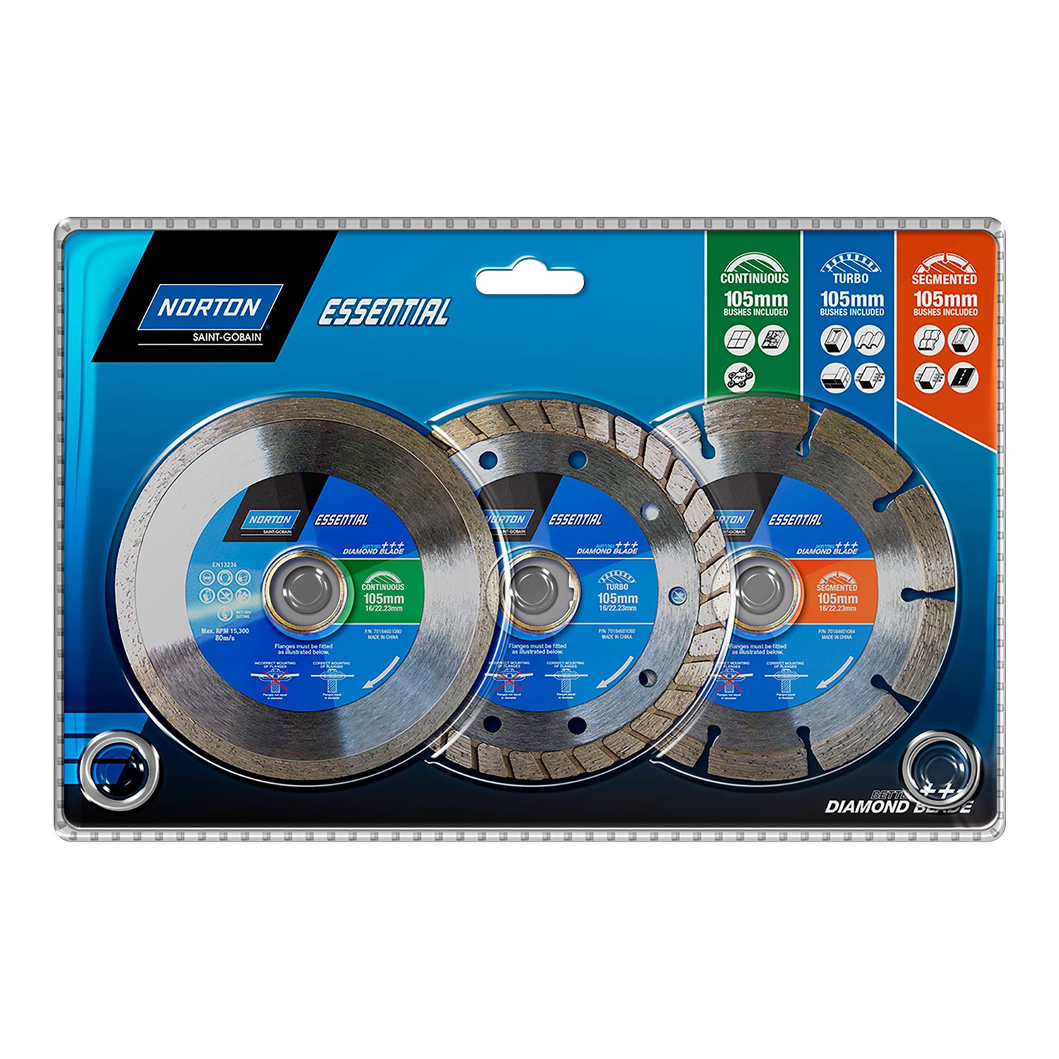 Norton® Essential Diamond Blade Assorted 3 Piece Bowens