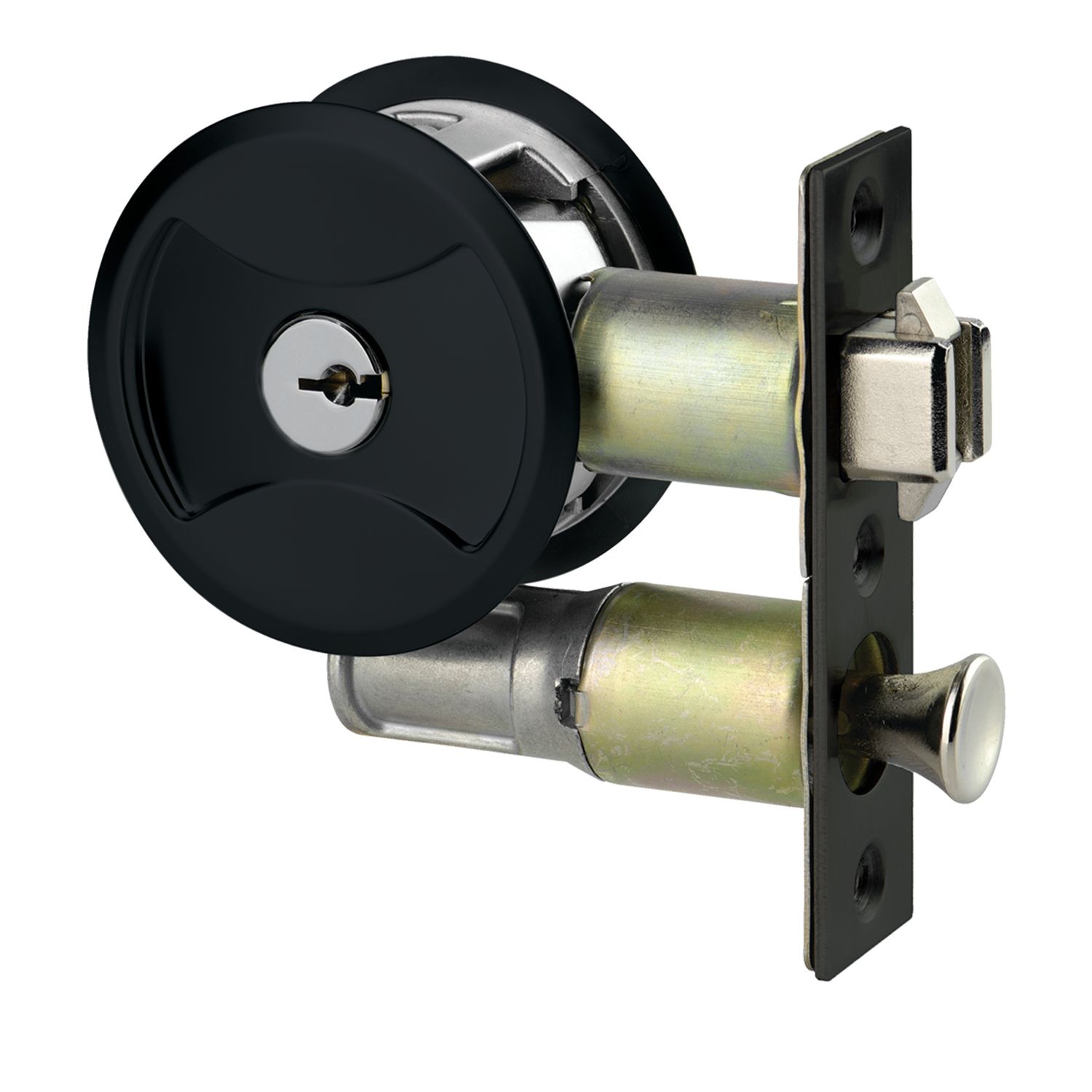 Keyed pocket store door lock