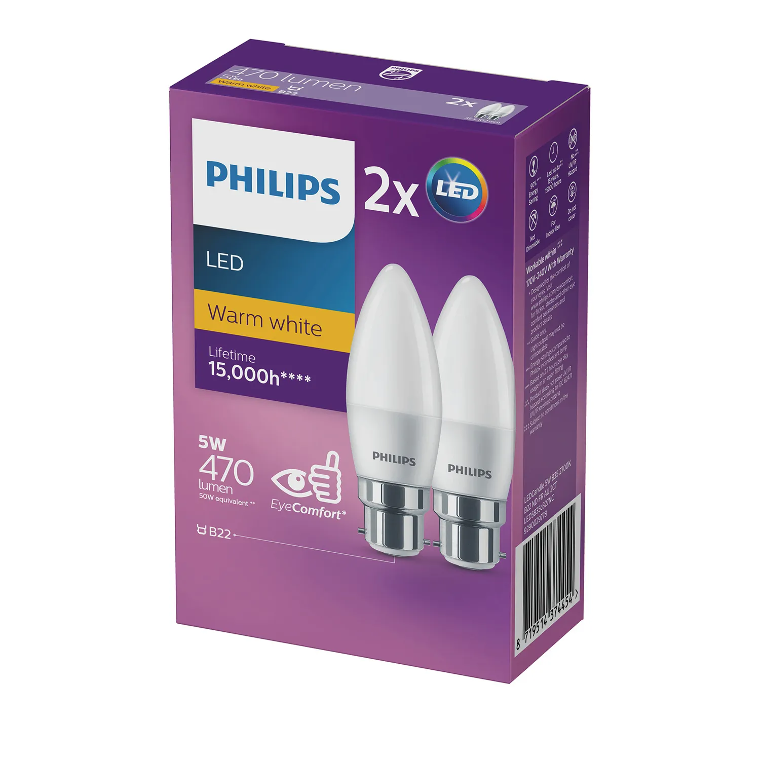 929002977879_01_01_be6cb1e8441defeaecf6e38507361ab54dc97d67_8719514374454 Philips LED Light Globe Candle Warm White Frosted