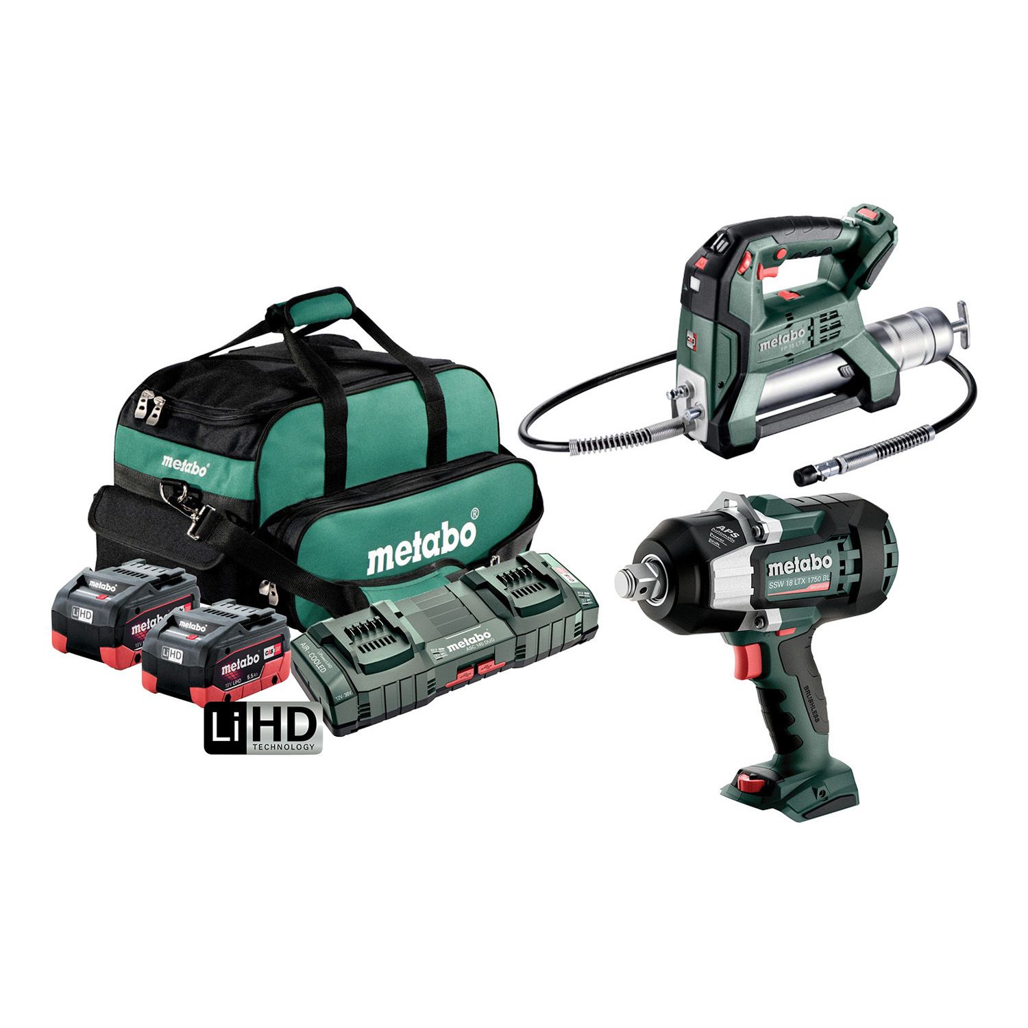 Metabo 18V Grease Gun Impact Wrench Kit Bowens