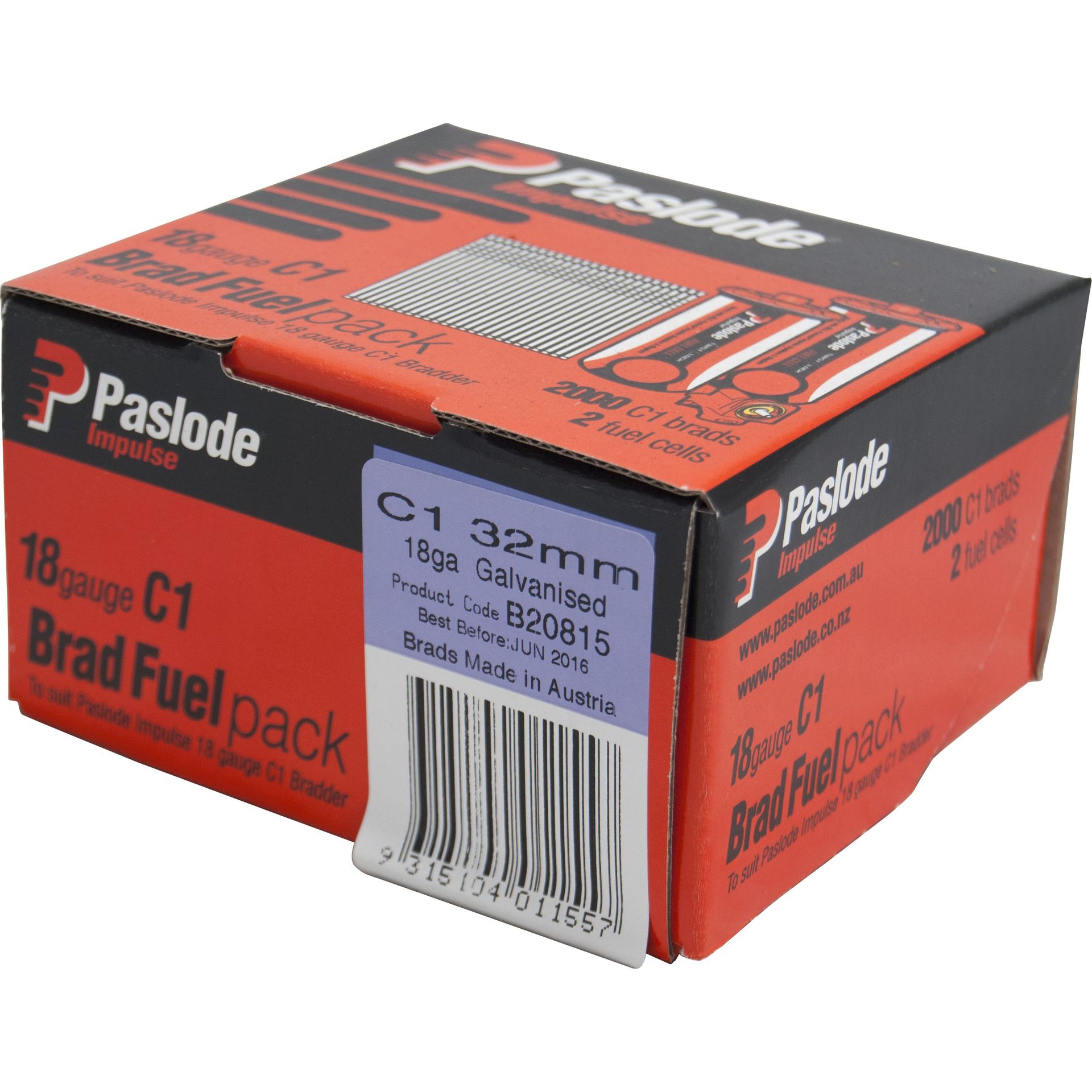 Paslode® C1 Series Brad Nails with Fuel Pack Electro Galvanised Bowens