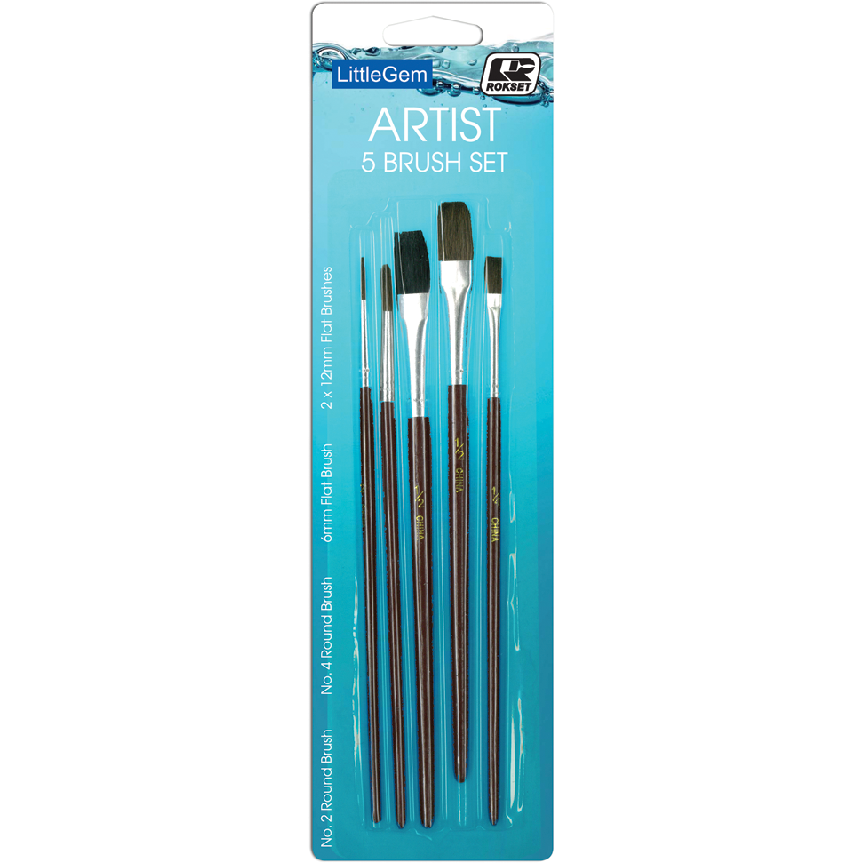 Rokset Little Gem Artist 5 Paint Brush Set Bowens