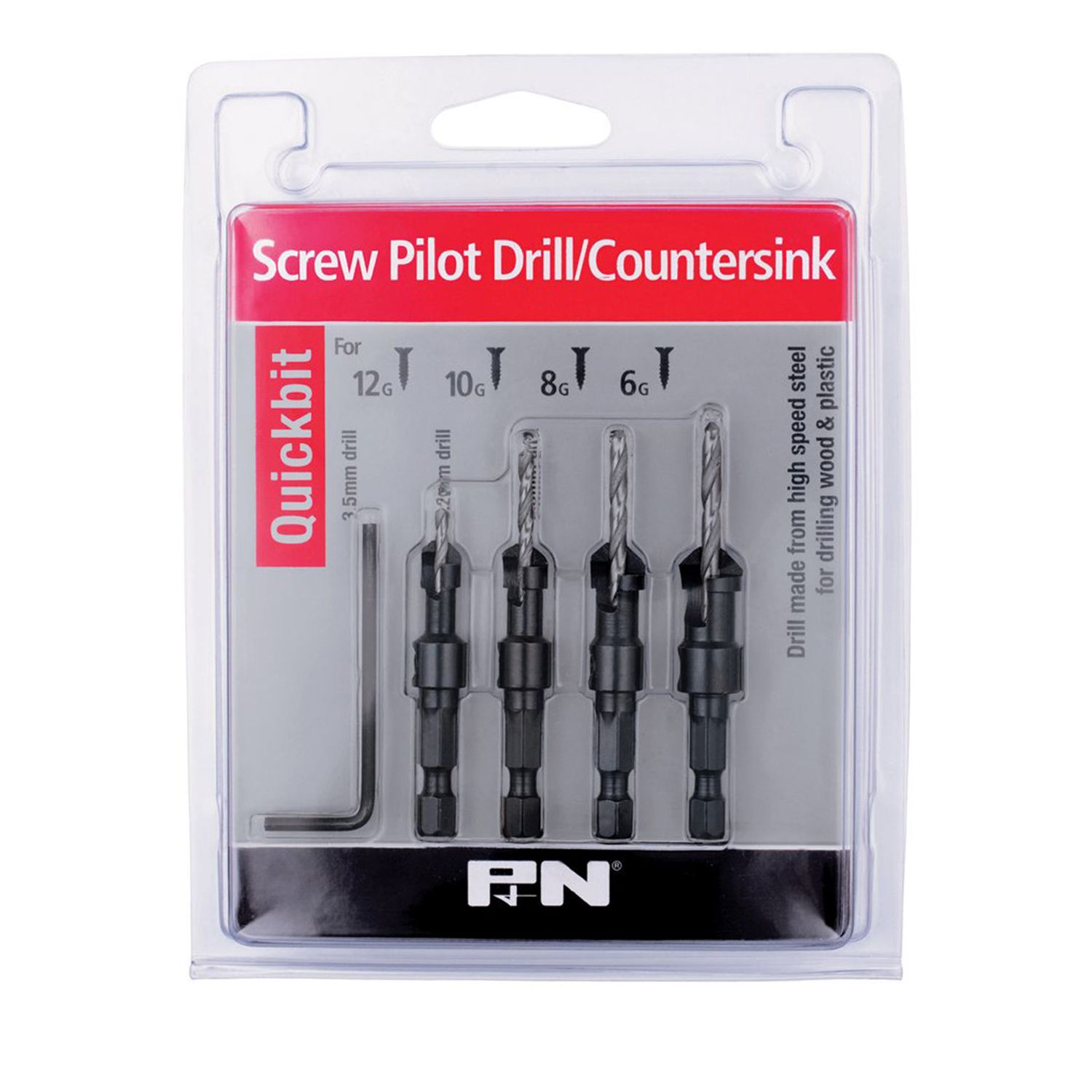 P N Quickbit Countersink Drill Set 4 Piece Bowens