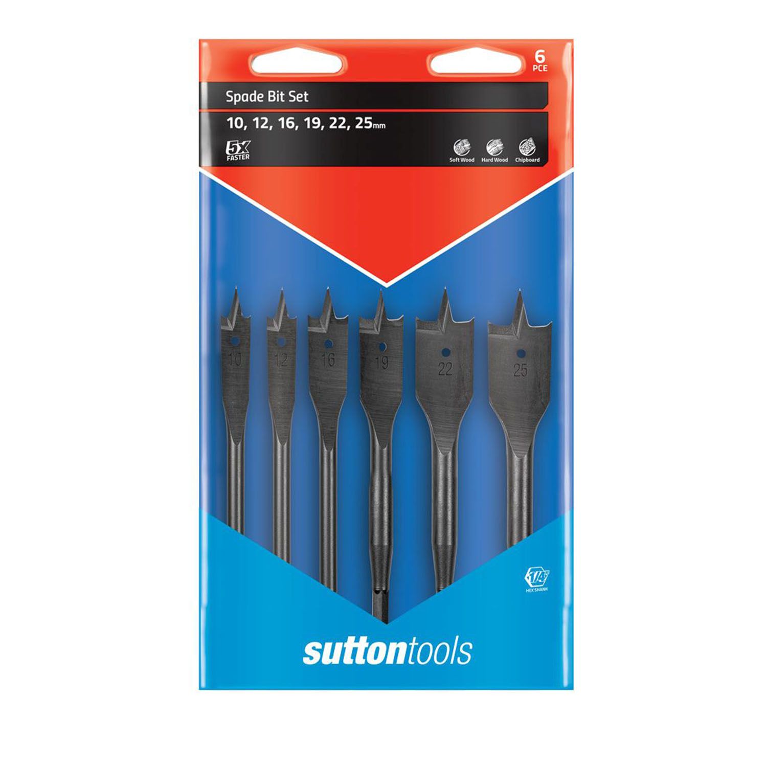 Sutton Tools Spade Bit Set Wallet 6 Piece Bowens