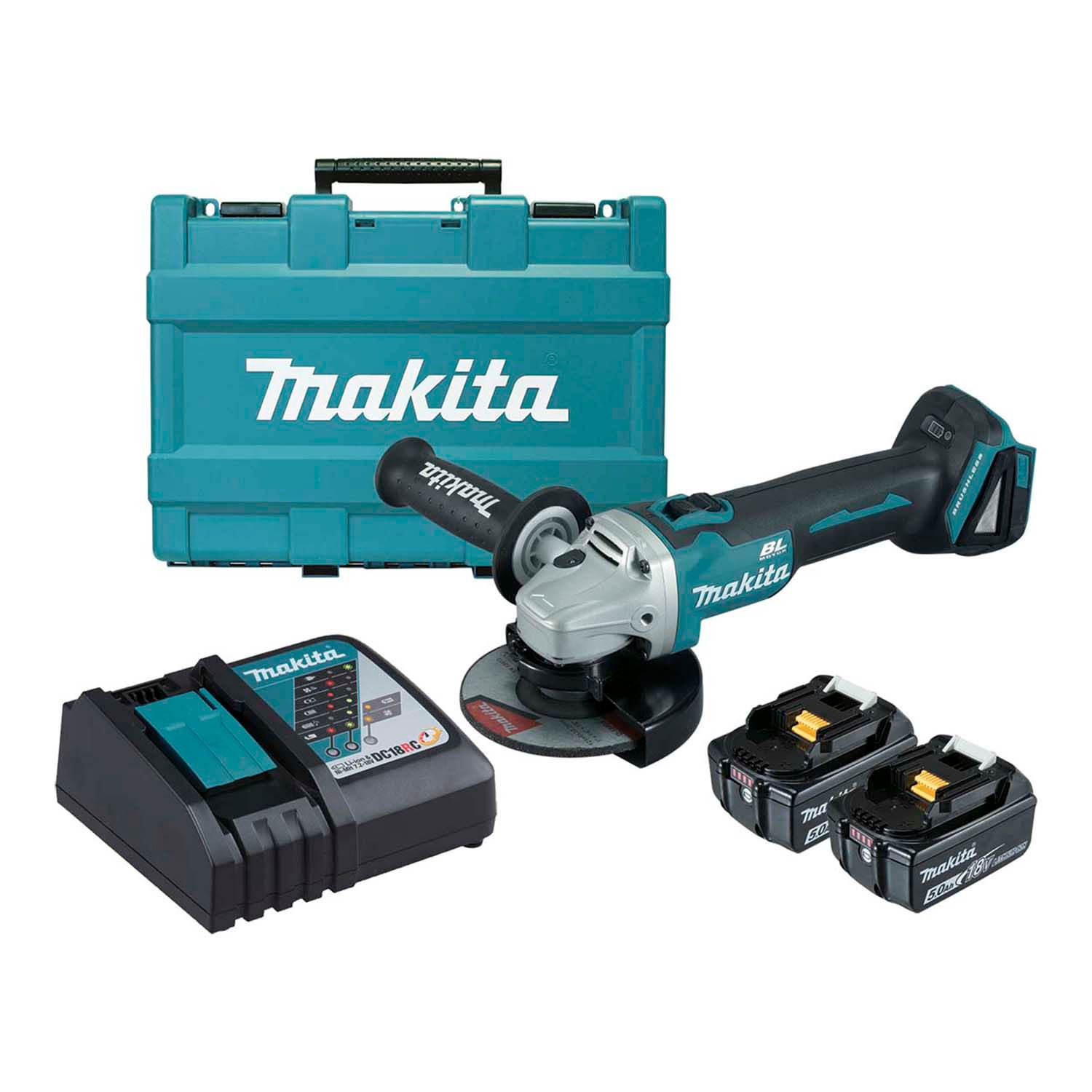 Makita® DGA506RTE 18V Brushless Angle Grinder Kit | Bowens