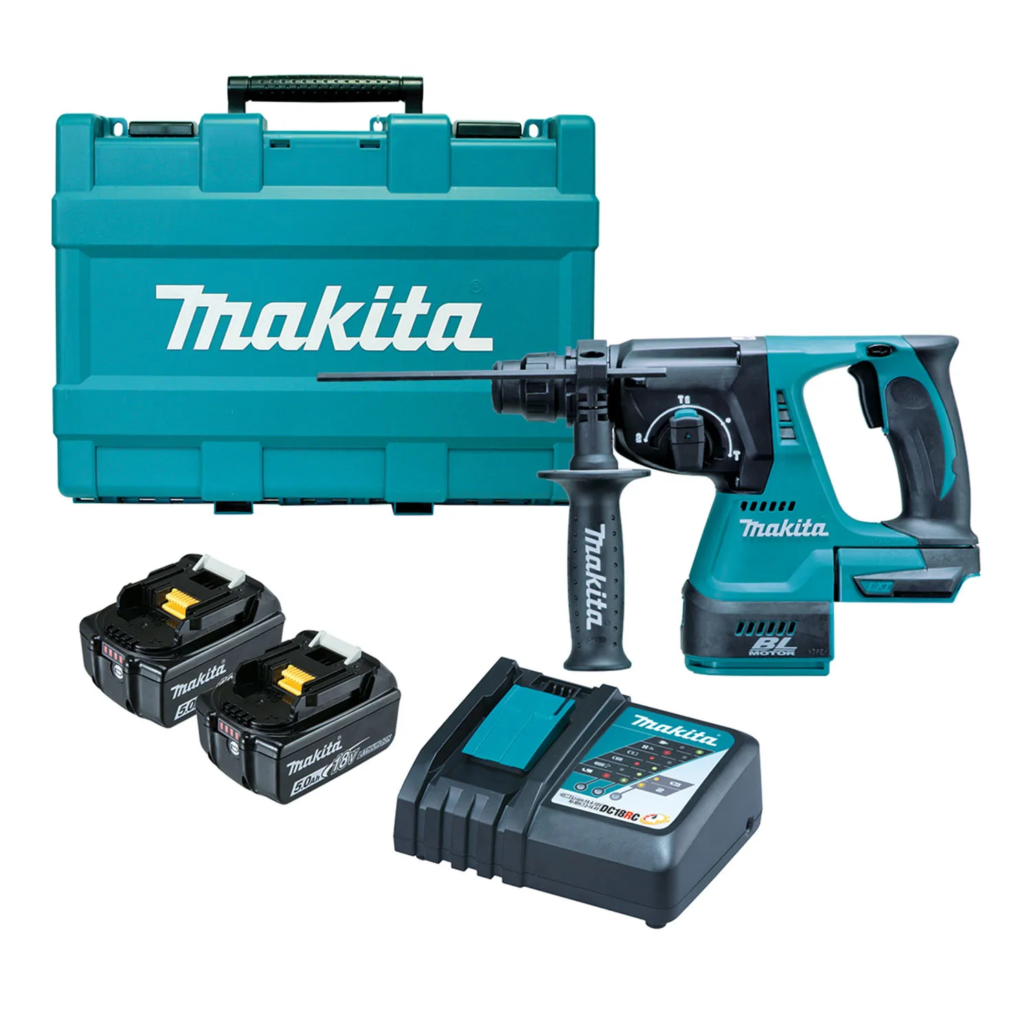 Makita® DHR242RTE 18V Mobile Brushless SDS Plus Rotary Hammer Kit