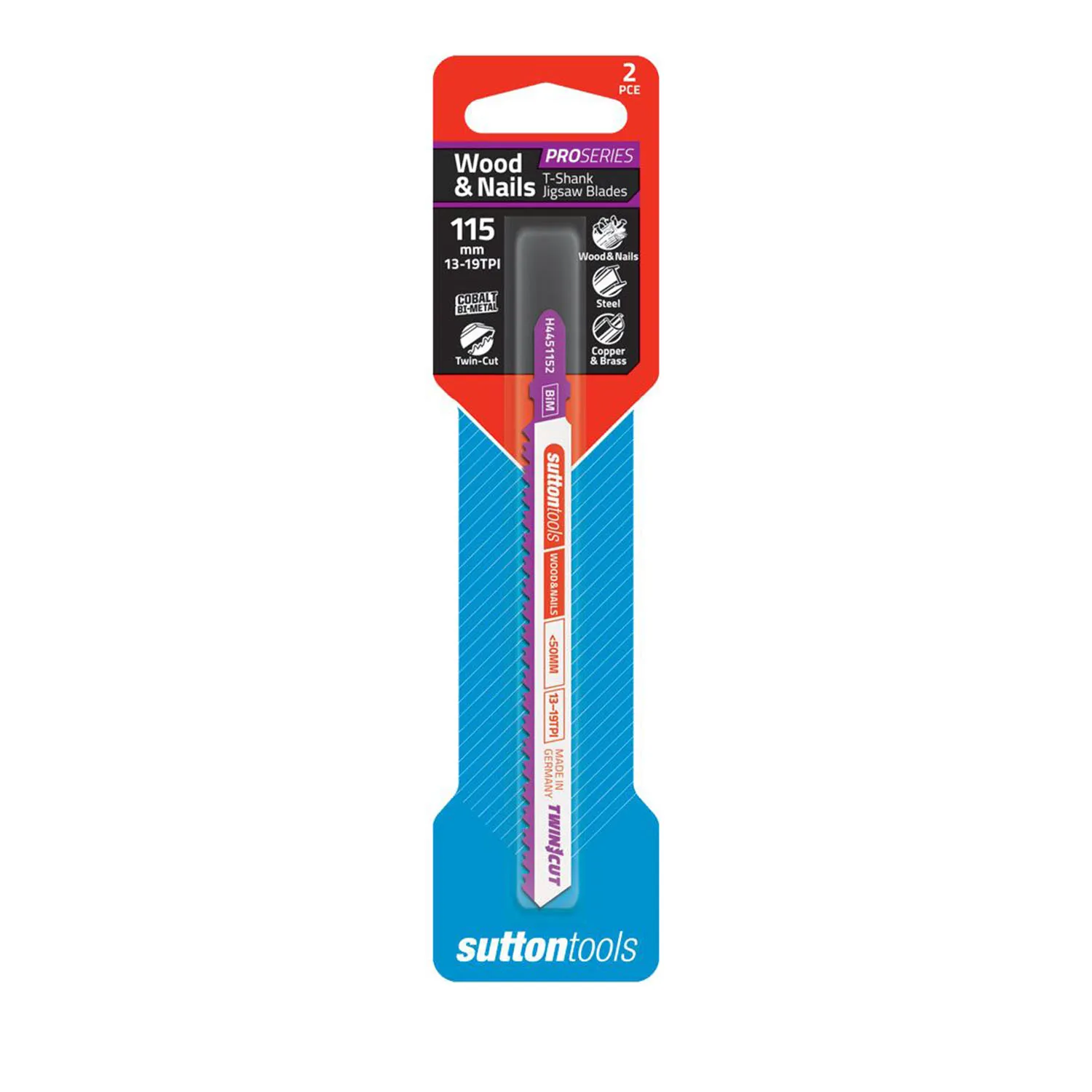 Sutton Tools Twin Cut H445 T Shank Wood & Nails Jigsaw Blade