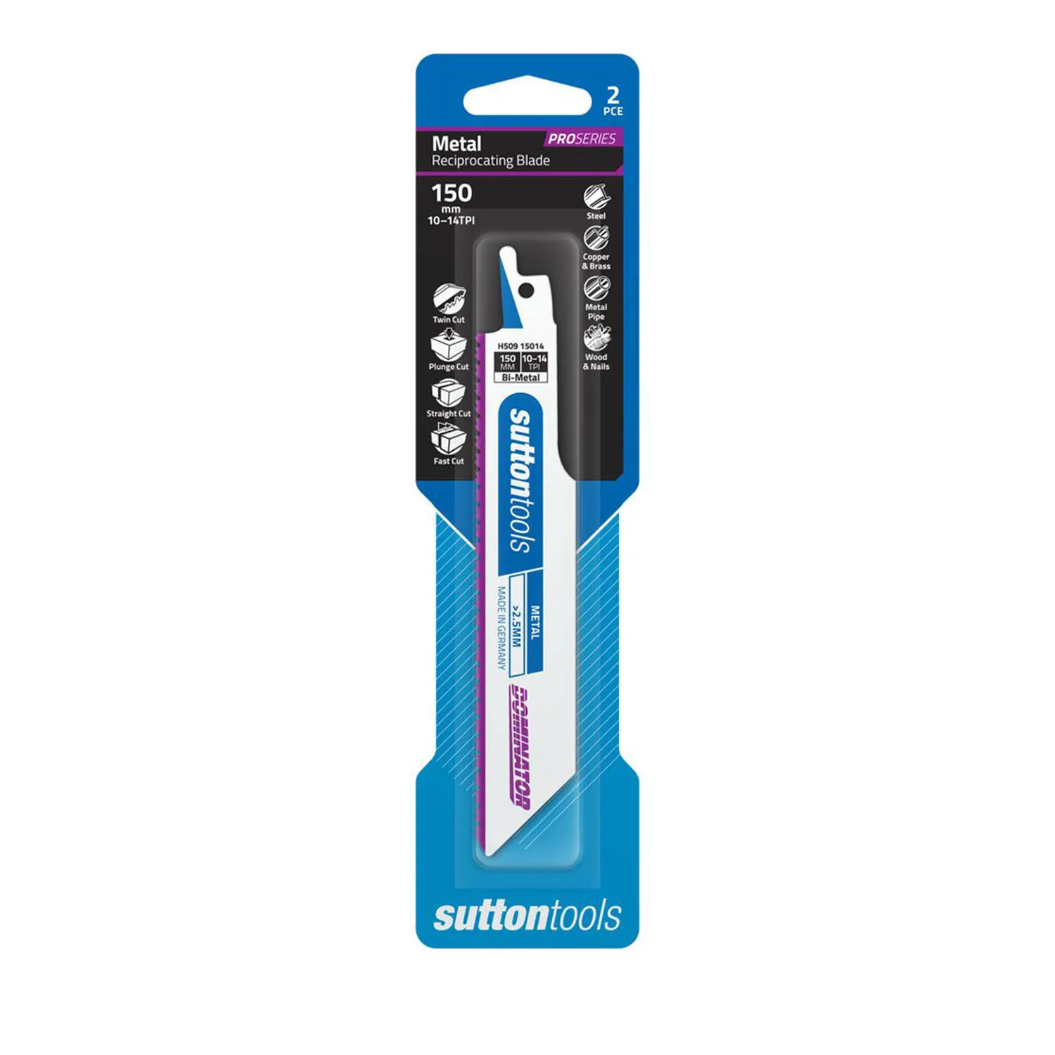 Sutton Tools 10/14TPI Metal Straight Cut Reciprocating Saw Blades