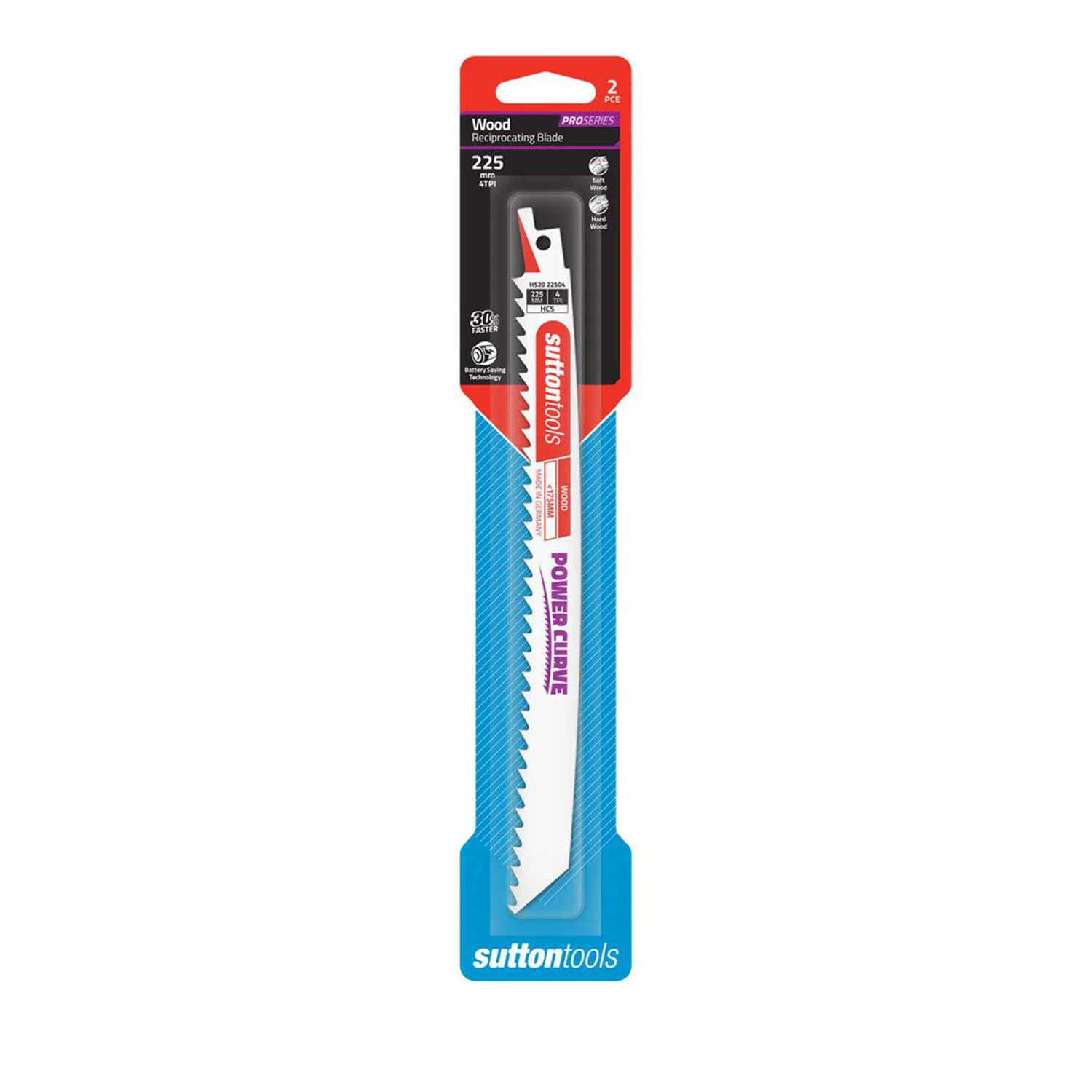 Sutton Tools 4TPI Power Curve Wood Reciprocating Saw Blades