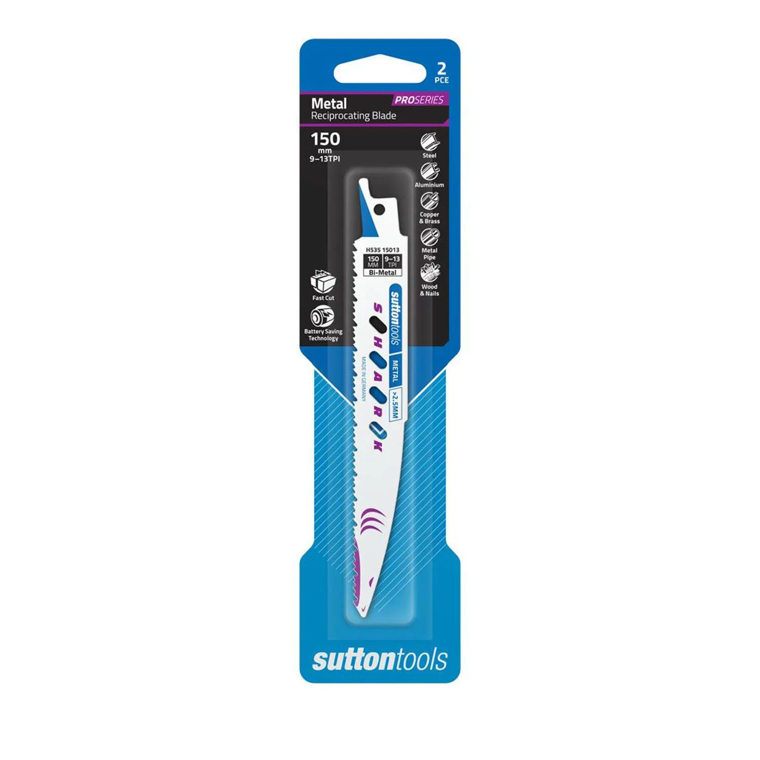 Sutton Tools 9/13TPI Metal Reciprocating Saw Blades