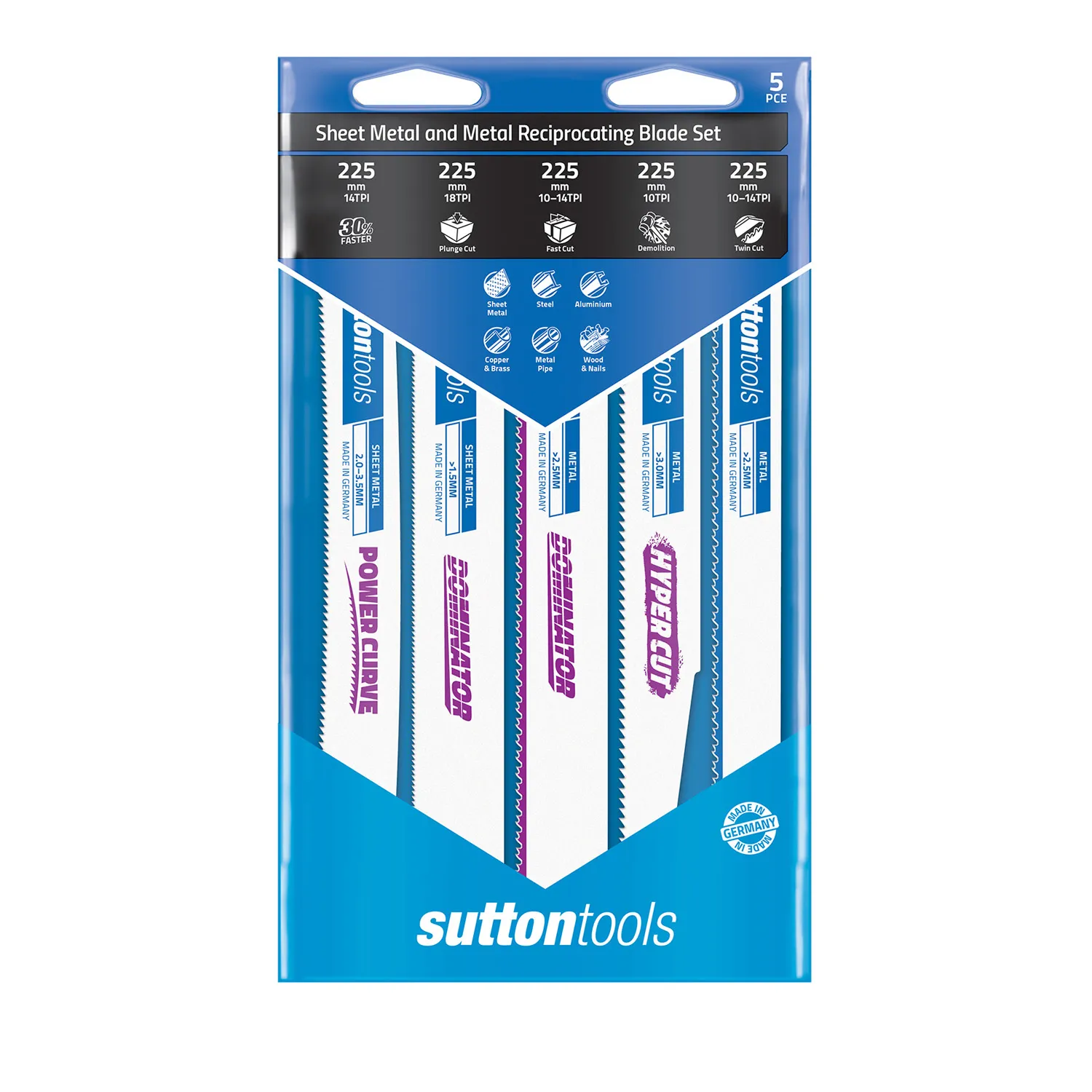 Sutton Tools Metal Cutting Reciprocating Saw Blades Set 5 Piece