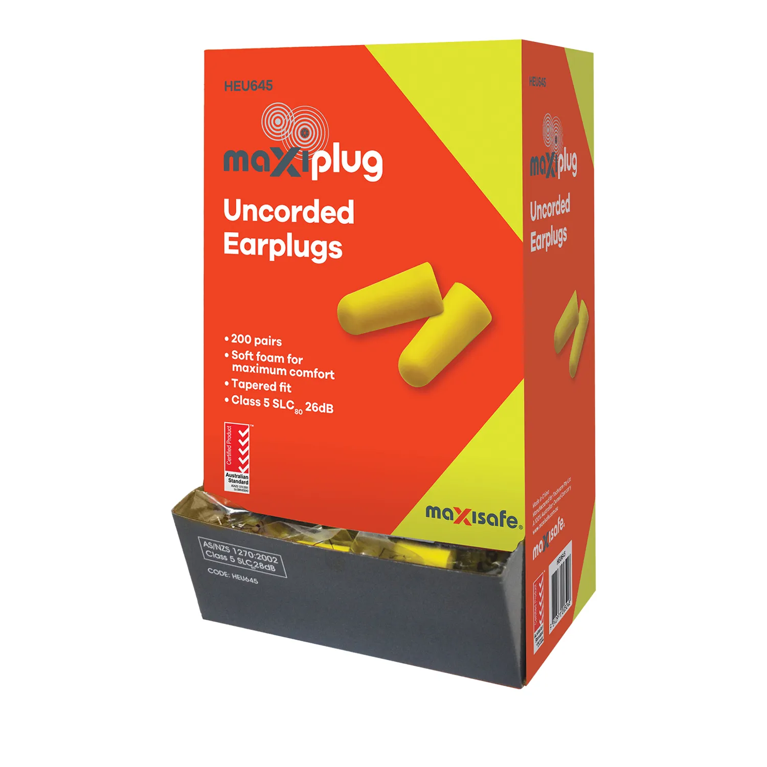 HEU645_01_01_34c6ff5fd73a5d13ea2c5bd340e39bbd32df0490_HEU645_0 Maxisafe® MaxiPlug Tapered Uncorded Earplugs