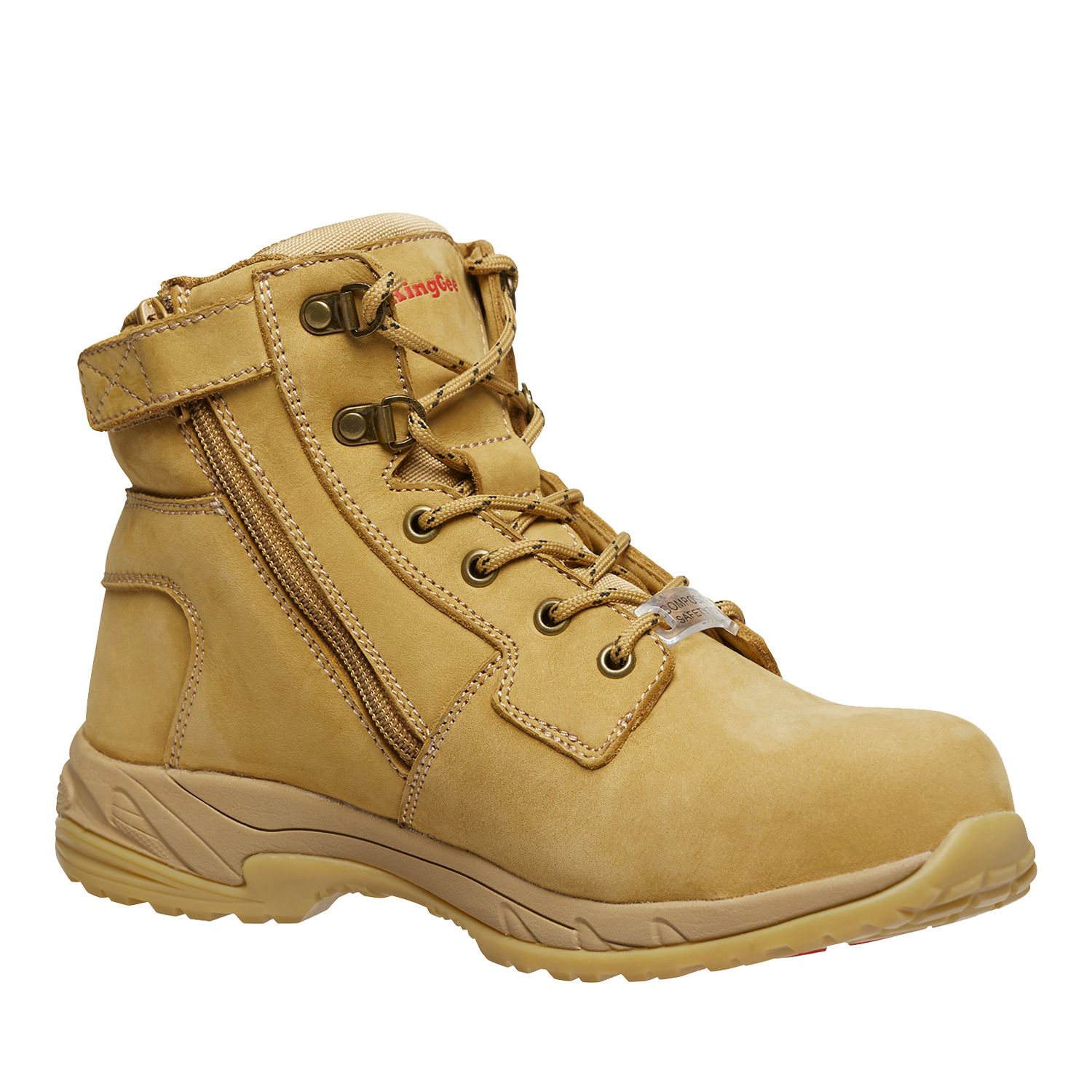 KingGee Women’s Tradie Zip/ Lace Work Boots Wheat Bowens