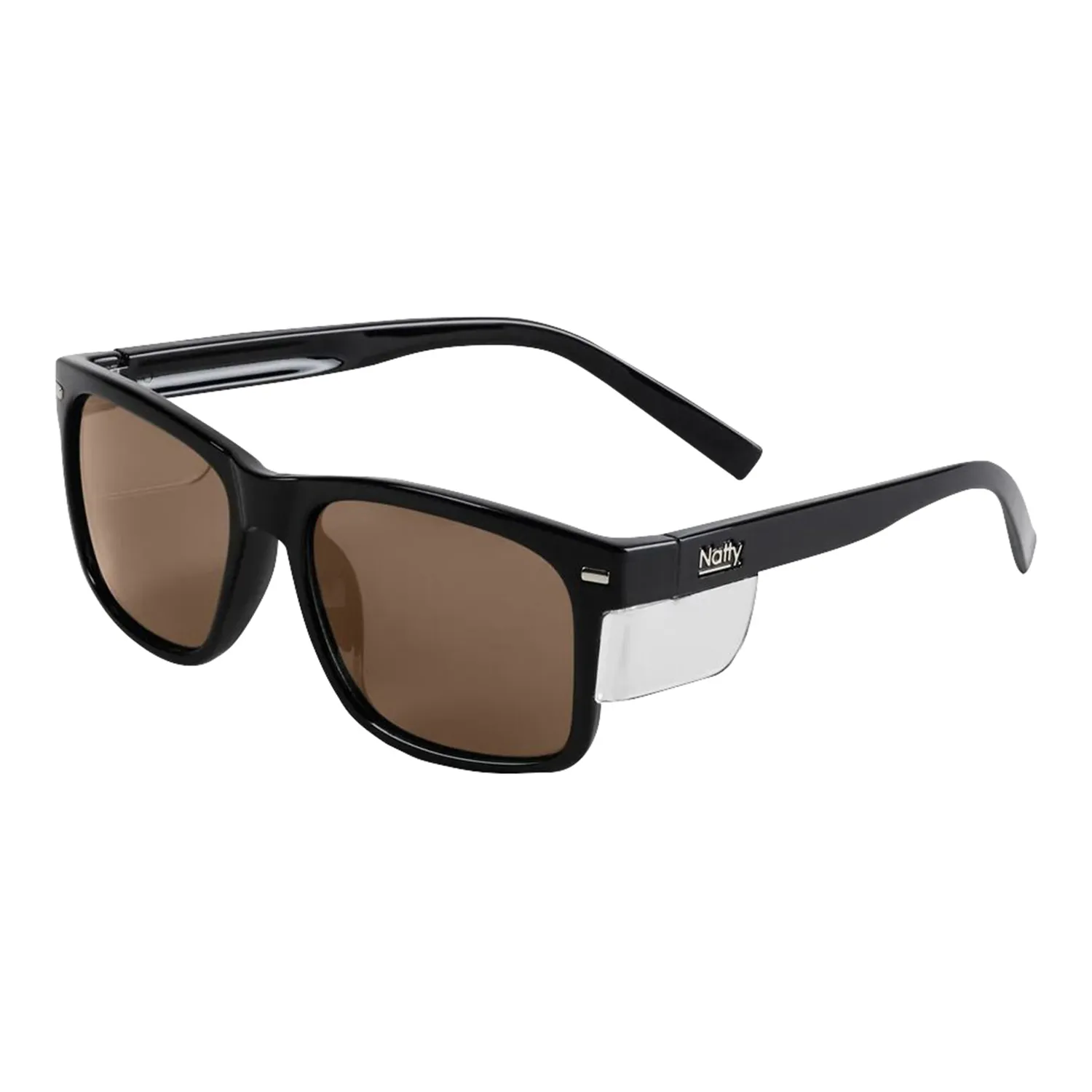 Natty Workwear Kenneth Safety Glass Black Frame Brown Polarised Lens