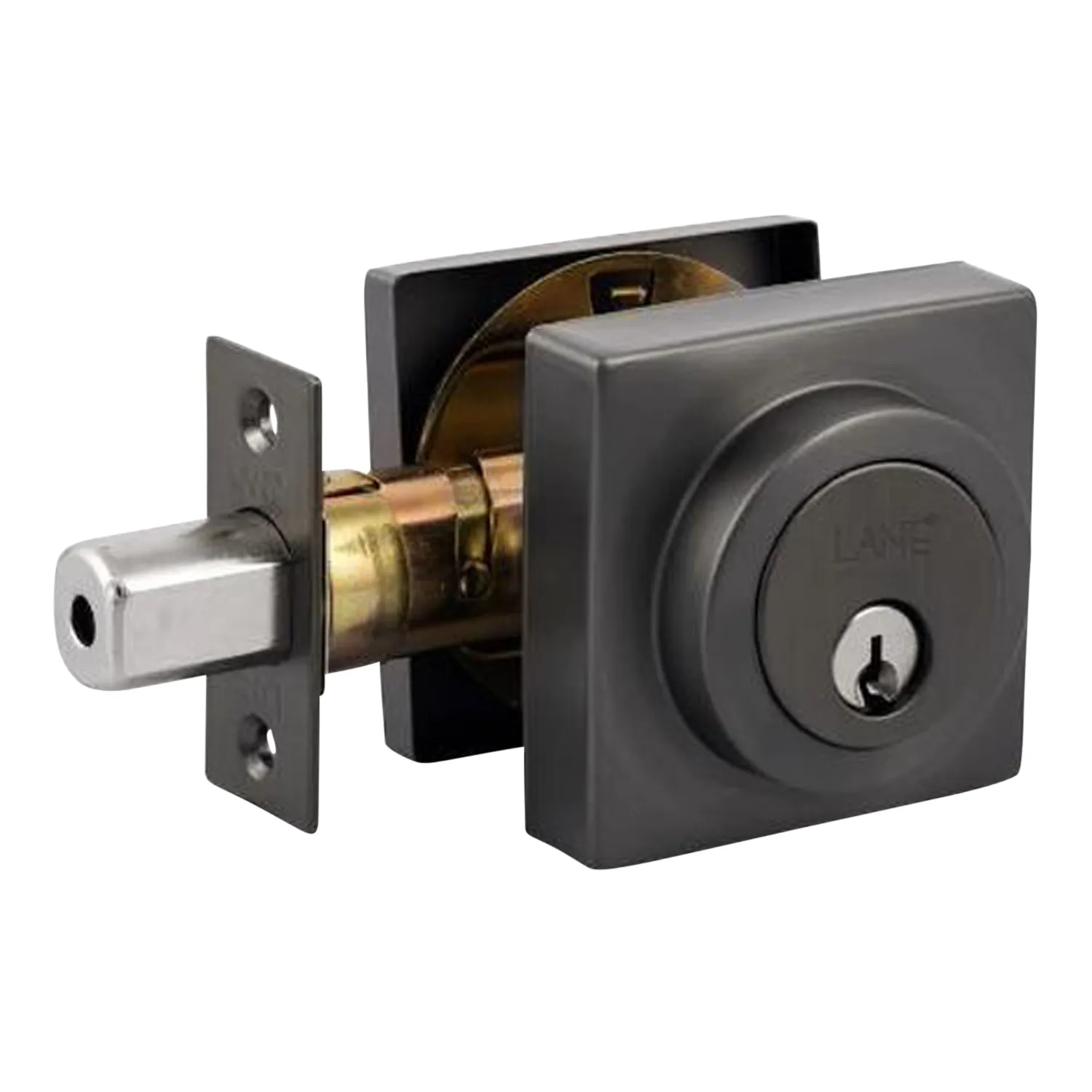 Lane Slimline Deadbolt Square Gun Metal Grey
