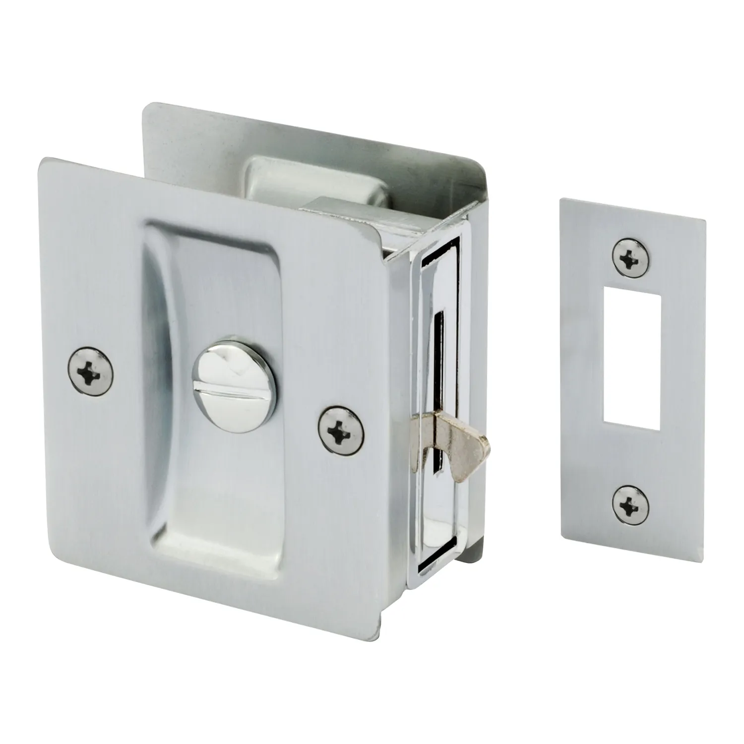 Gainsborough Cavity Sliding Door Set Rectangular Satin Chrome