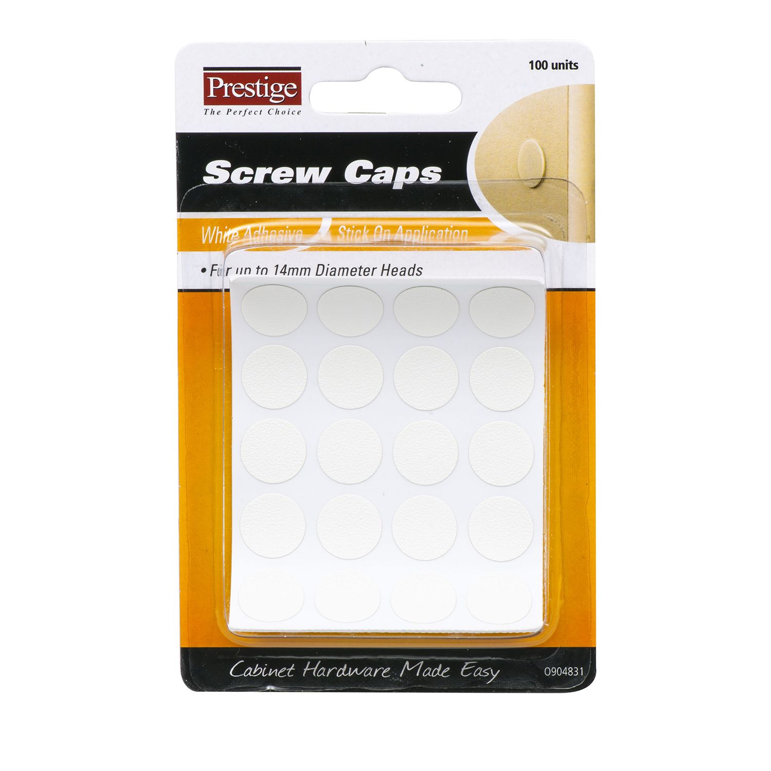 Prestige Stick On Screw Caps White Bowens