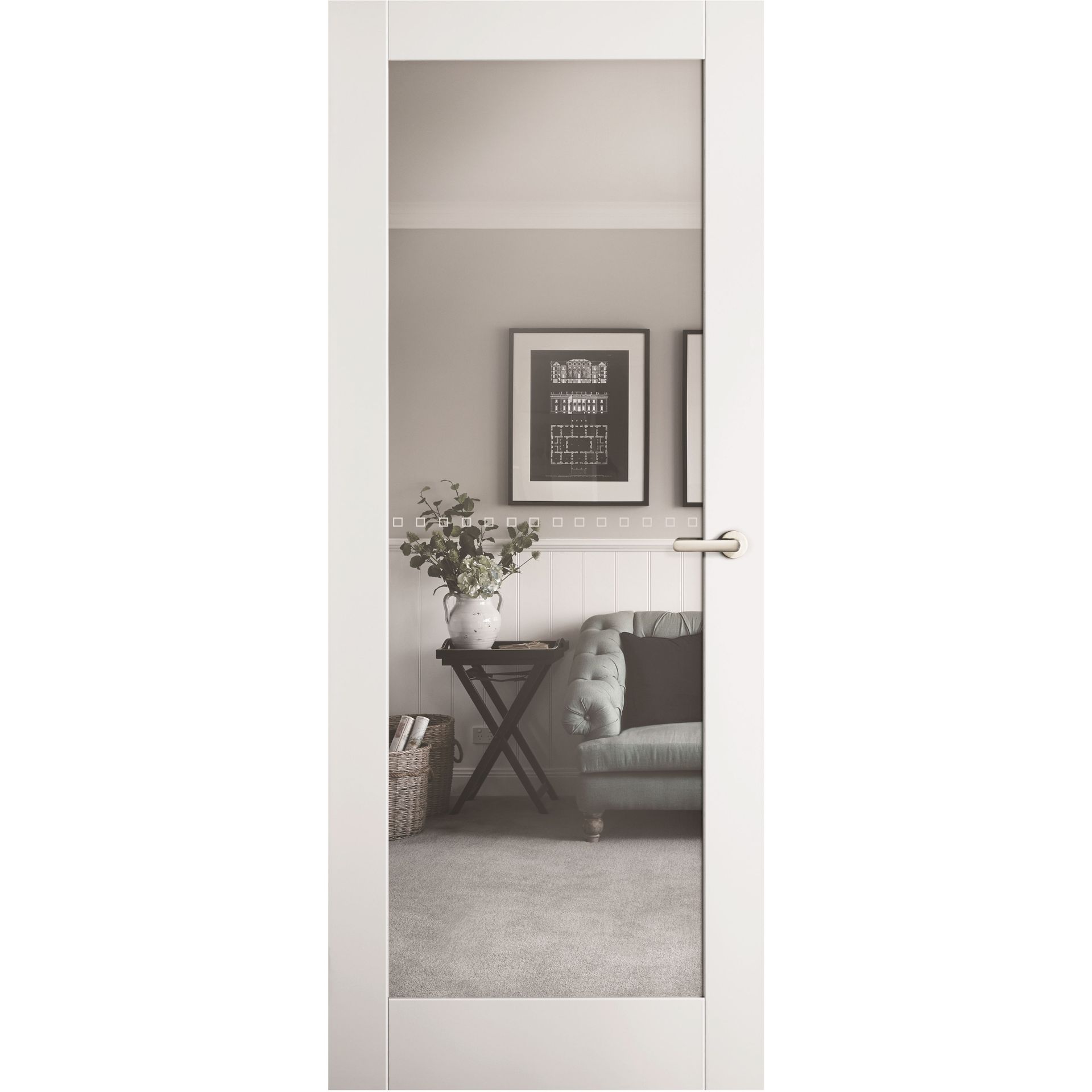 Corinthian Internal Door Moda PMOD1GC Primed Clear Bowens