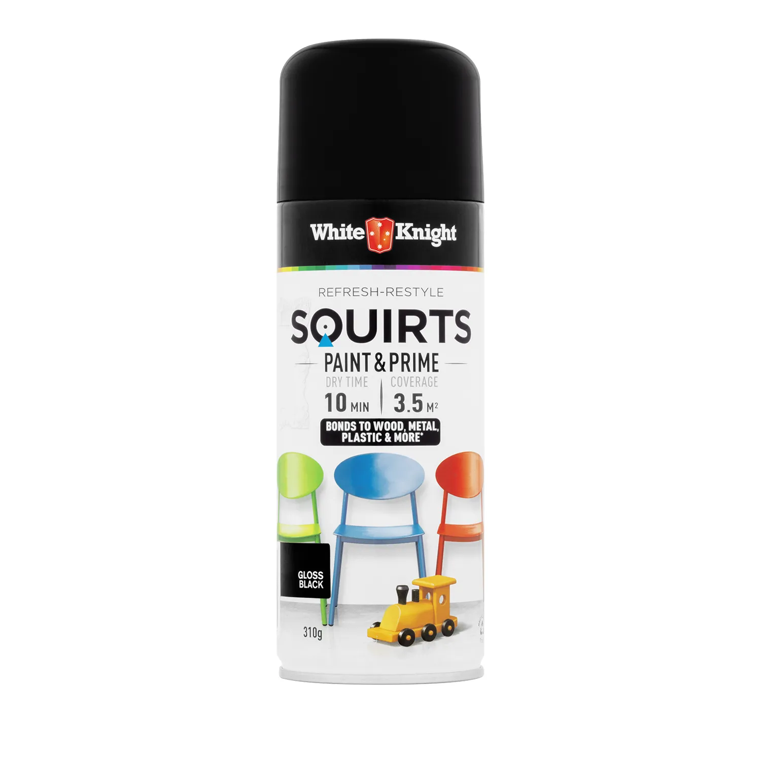 PPG345621310GM_01_01_09fa2a83fce607788eb93a11b493cacb5a75431f_PPG345621310GM_0 White Knight® Squirts Paint & Prime Acrylic Enamel Spray Paint