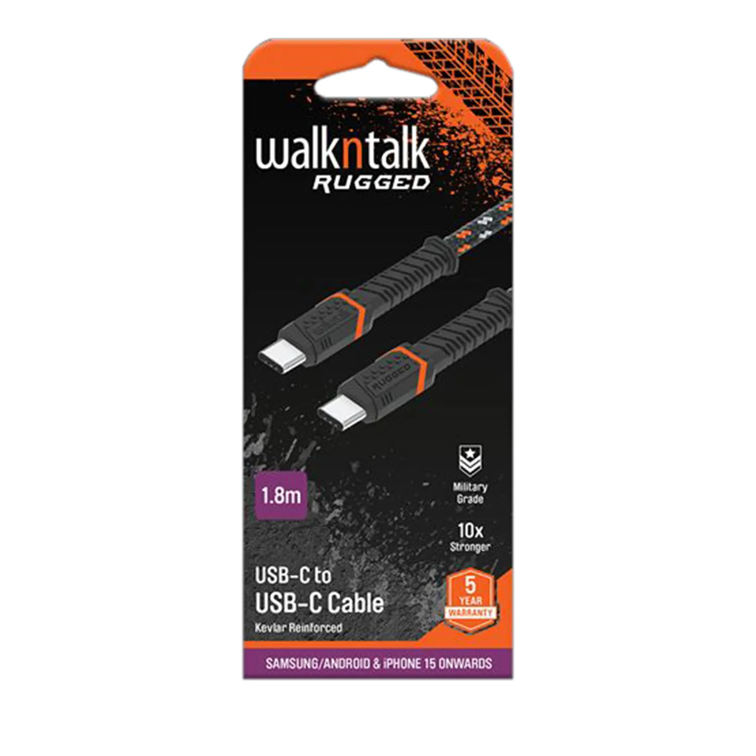 PWRCCC_01_01_55ba3db78dcabdc838e6e0fdcdfcb85ace562329_PWR_CCC__1_ WalknTalk Rugged Kevlar USB-C to USB-C Cable