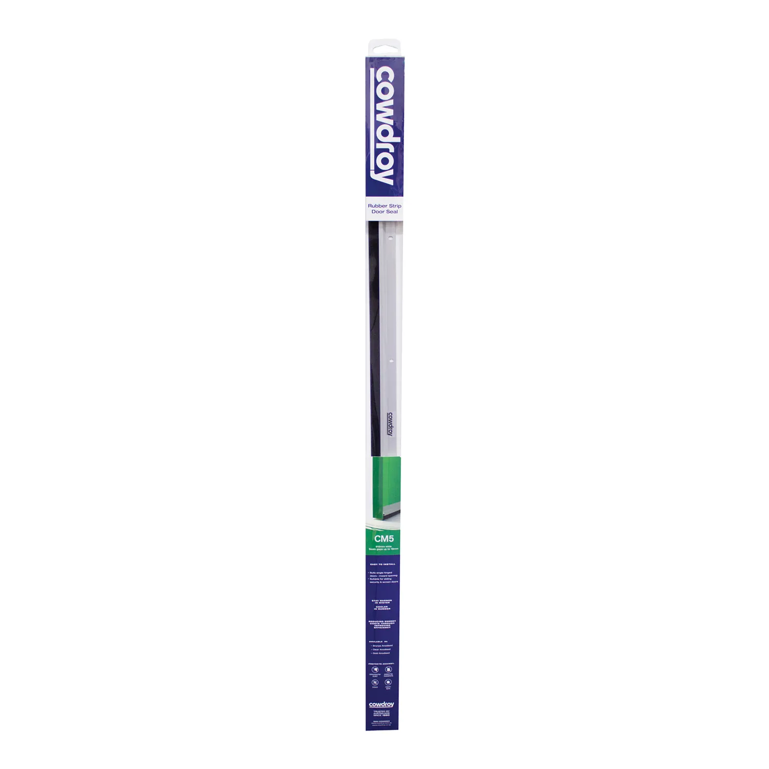 Cowdroy CM5 Rubber Strip Door Seal Clear Anodised