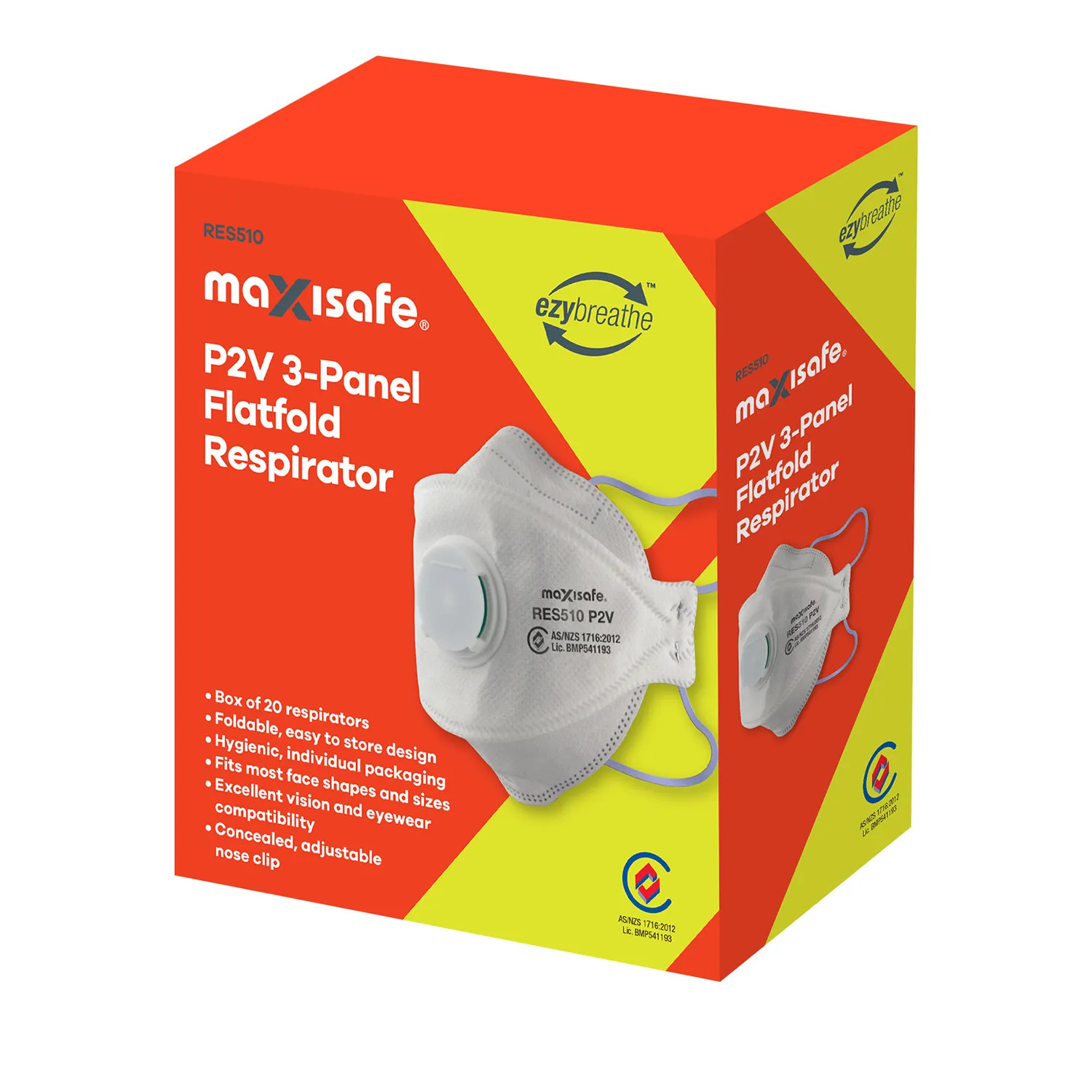 Maxisafe® P2 3-Panel Flat Fold Respirators With Valve