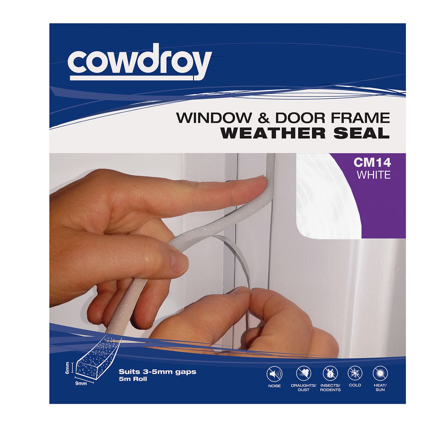 Cowdroy CM14A/B Foam Window & Door Seal White Bowens