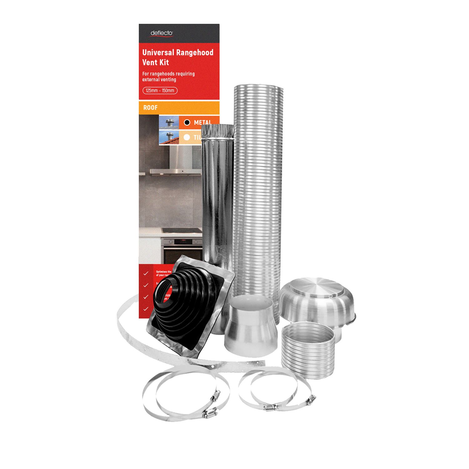 Deflecto® Semi Rigid Metal Roof Rangehood Vent Kit Bowens