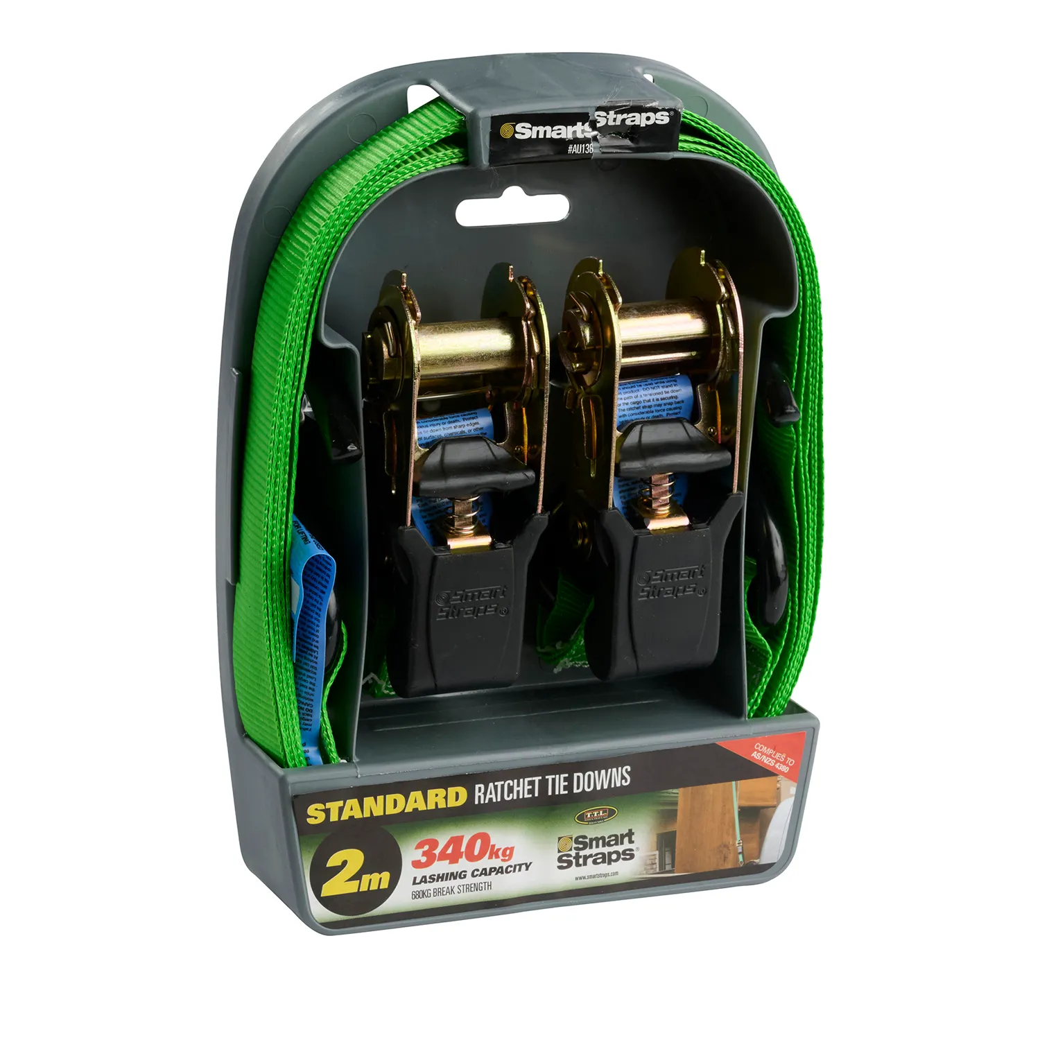 SmartStraps® 6' Padded Ratchet Tie Down Green