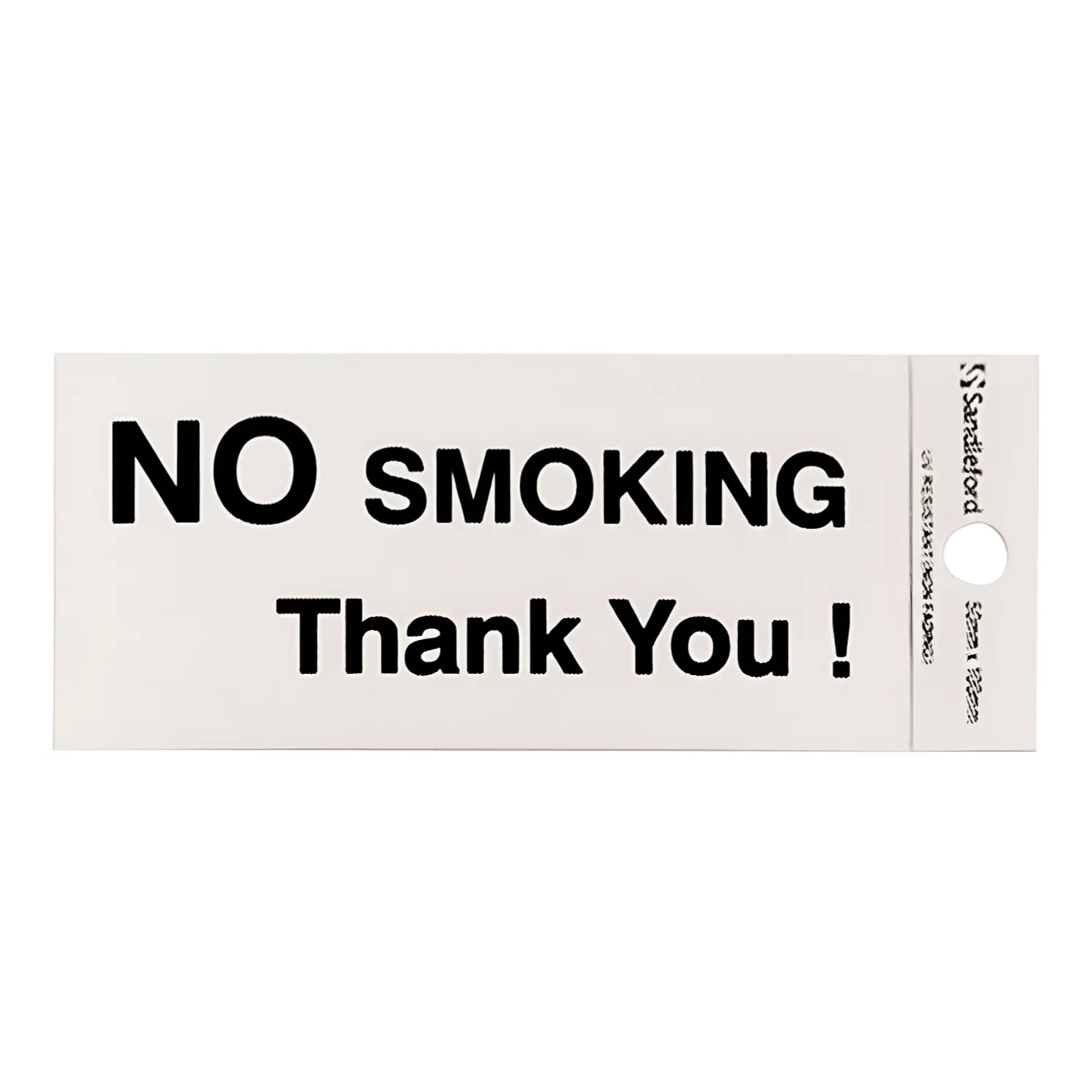 Sandleford No Smoking Thankyou Self Adhesive Sign Black