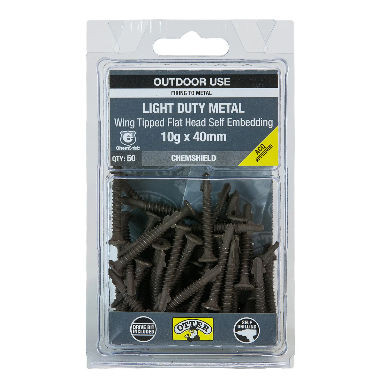 Otter® Metal Wing Screws Countersunk Head Phillips Drive ChemShield™