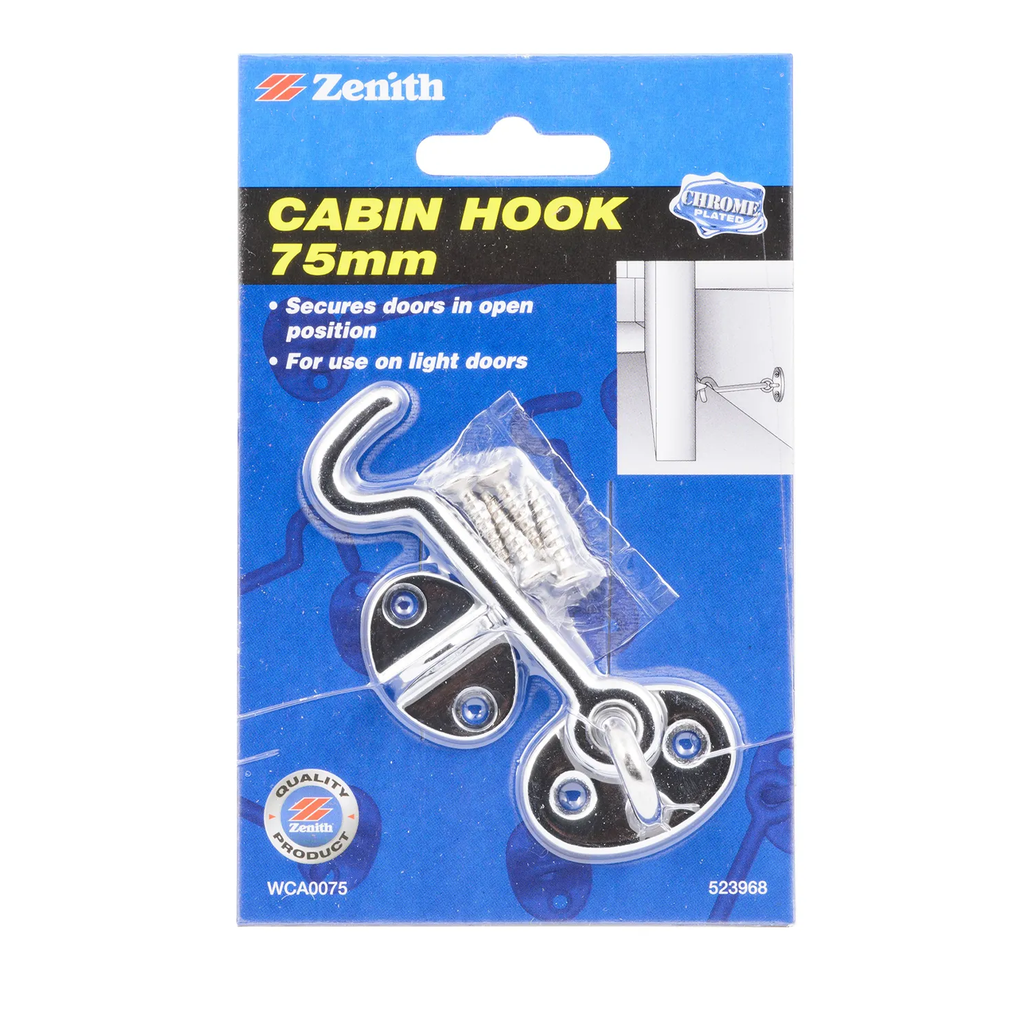 Zenith® Cabin Hook Chrome Plated