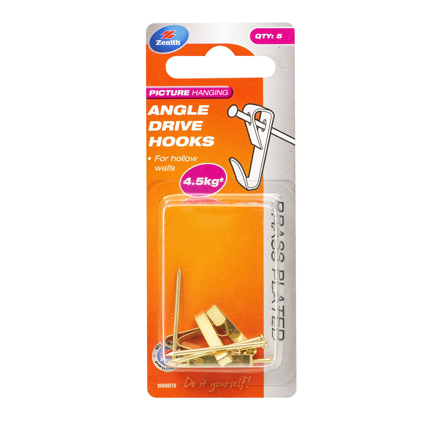 Zenith® Angle Drive Picture Hook Brass Plated