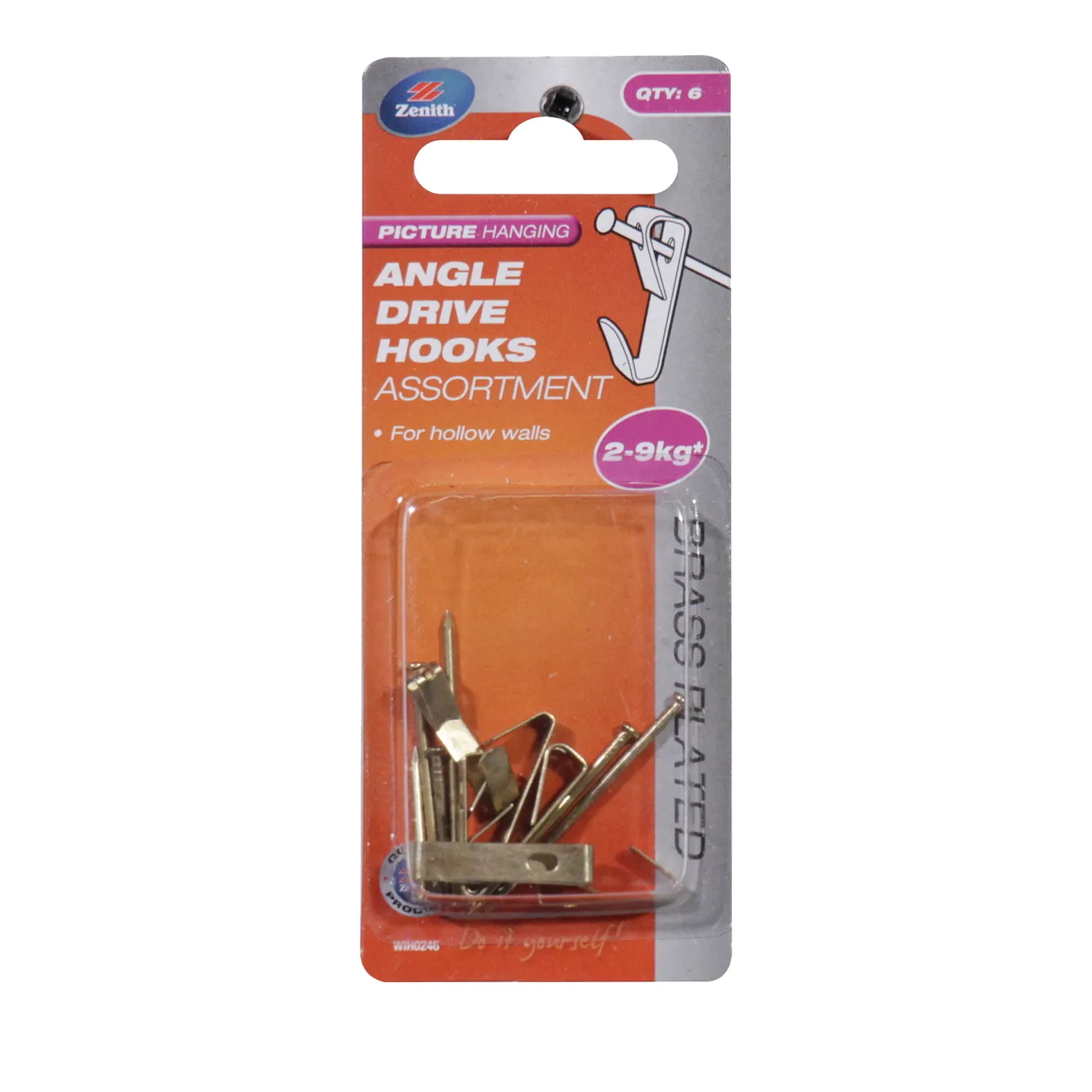 Zenith® Angle Drive Picture Hook Mixed Brass Plated