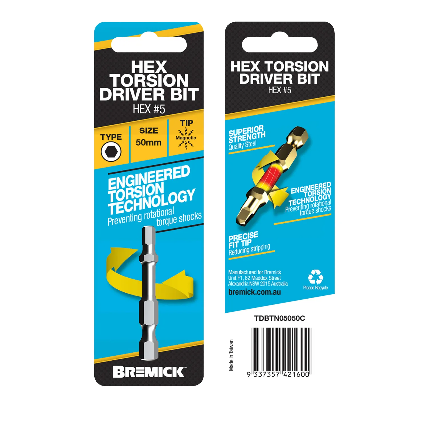 Bremick™ Torsion Driver Bit Hex Drive