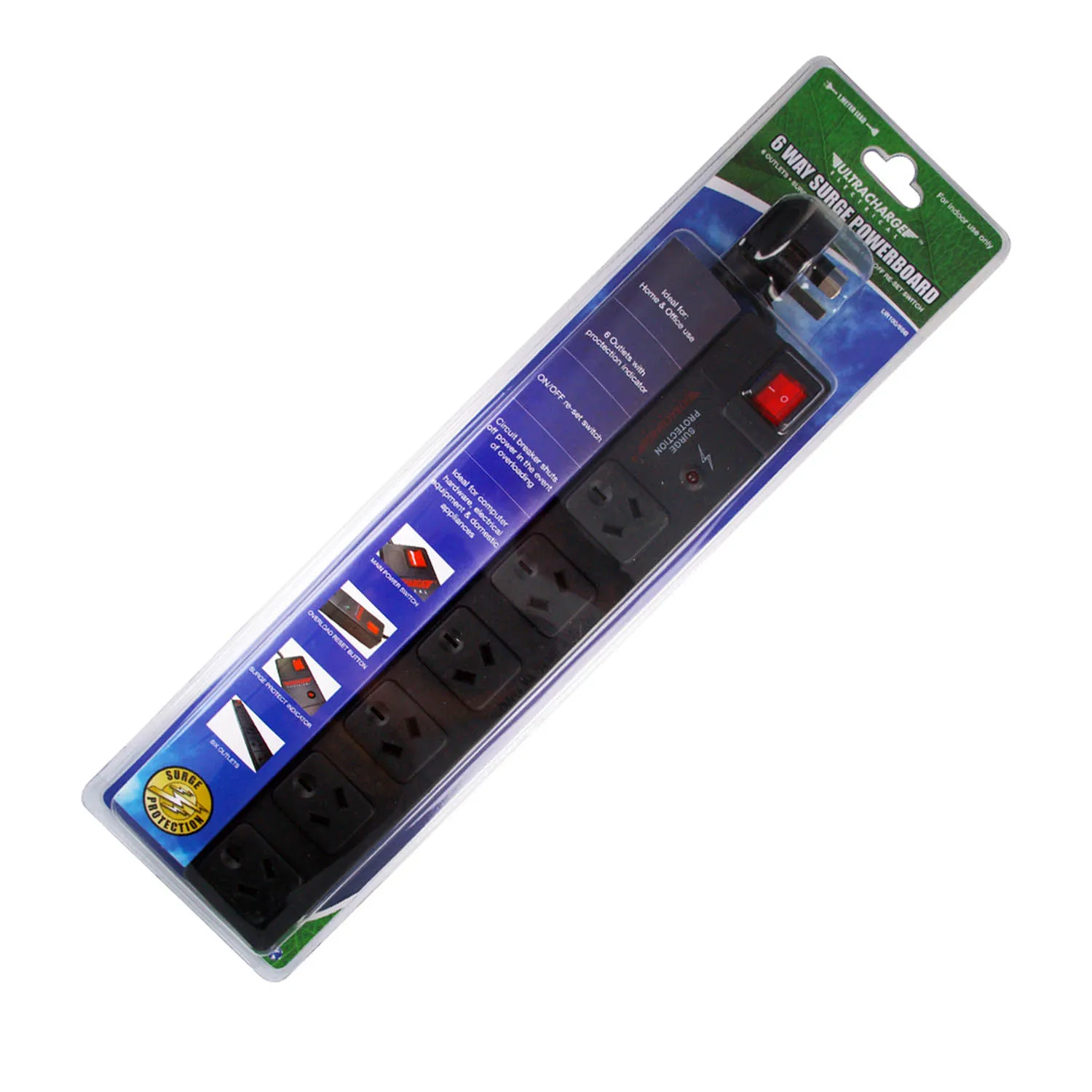 Ultracharge™ Surge Protection Powerboard Black