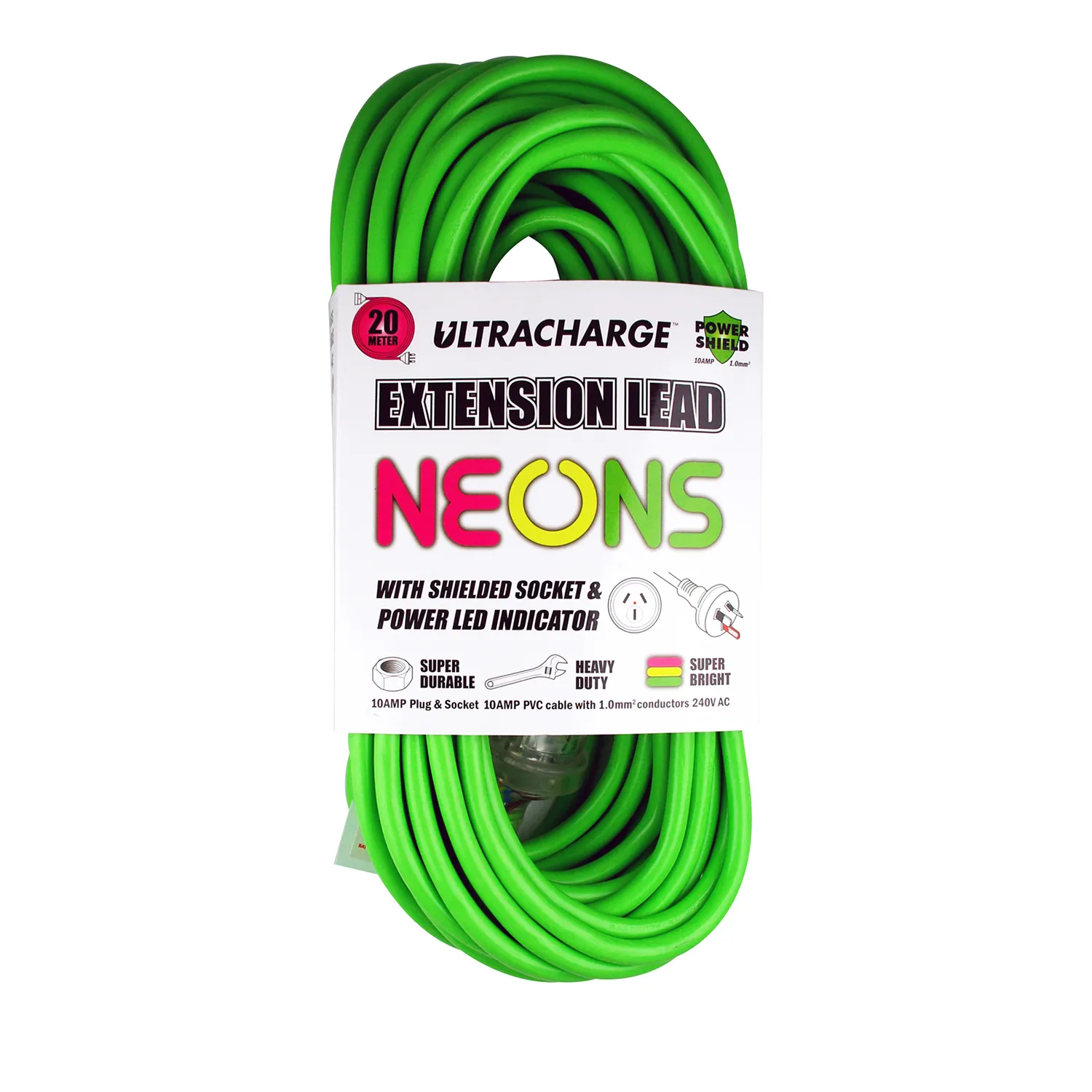 Ultracharge™ 10 Amp Heavy Duty Extension Lead Neon