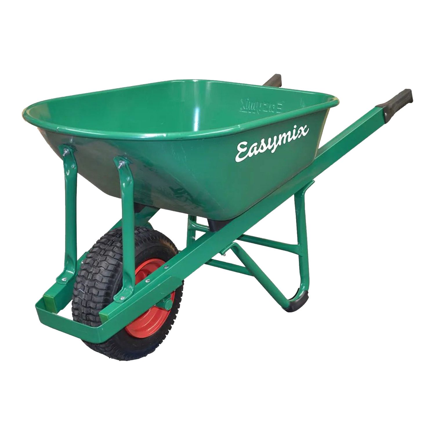 Easymix Wheelbarrow Steel Tray with Timber Handle Green Bowens