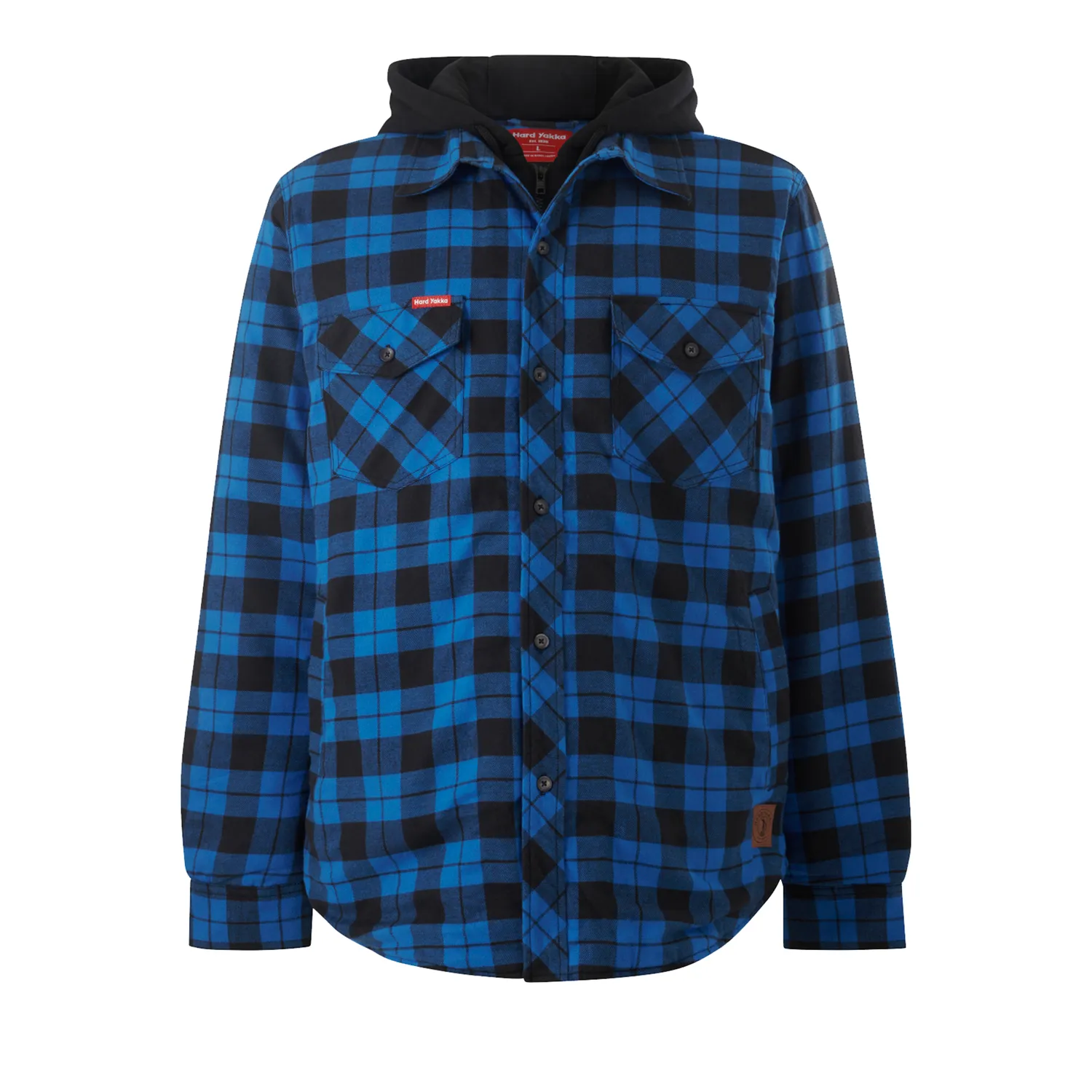 Hard Yakka Men’s Quilted Checked Hooded Shacket Oceanic