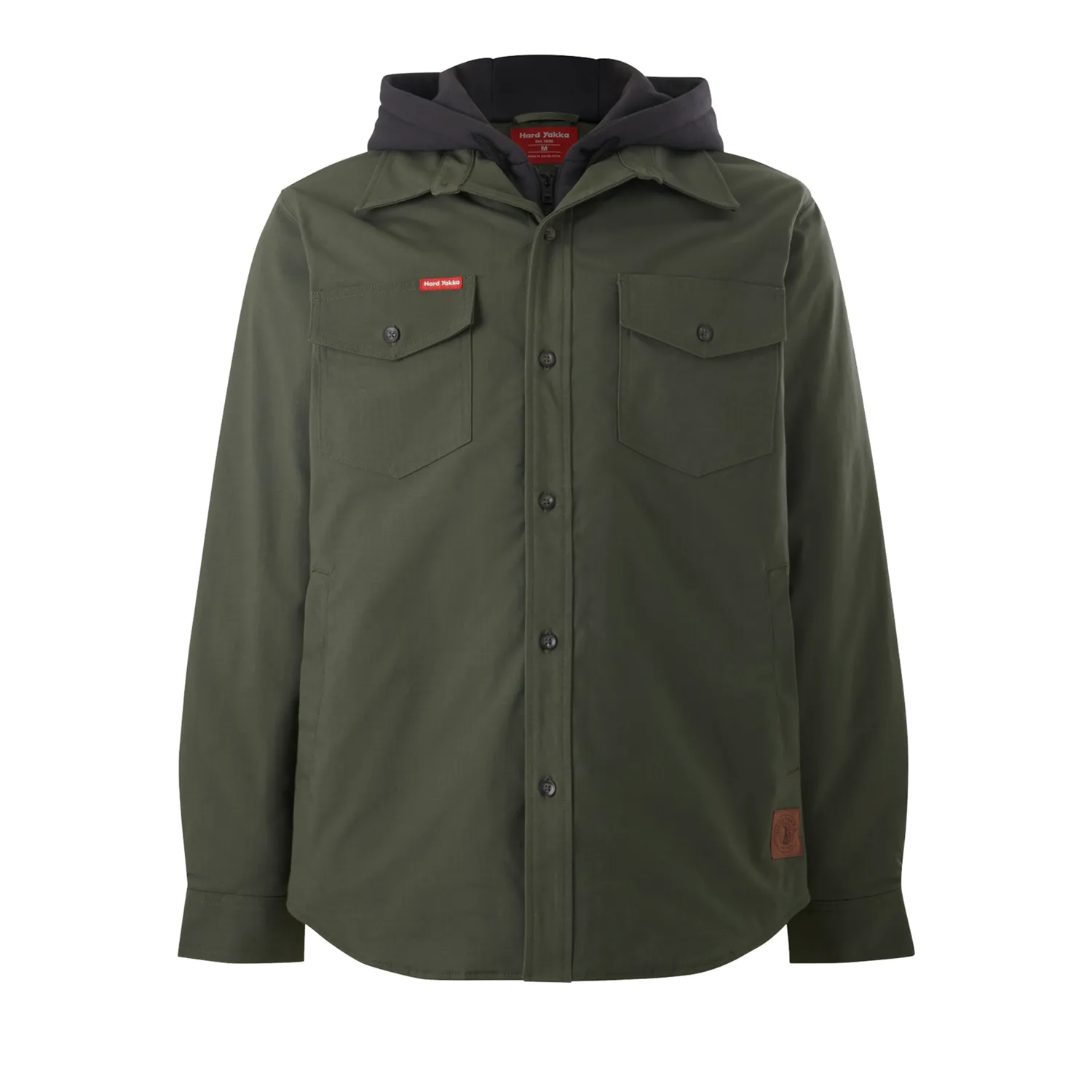 Hard Yakka Men’s Quilted Hooded Shacket Military Green