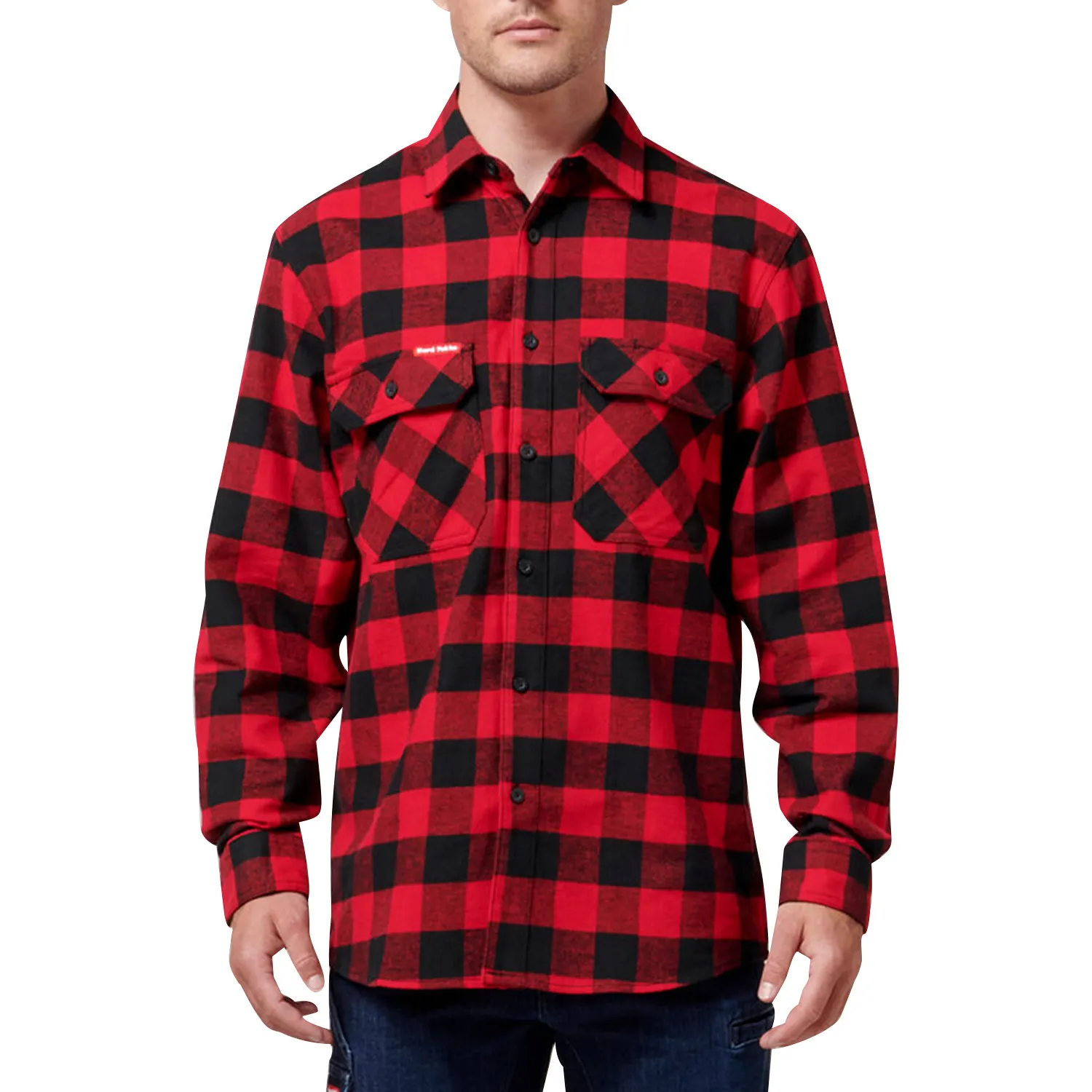 Hard Yakka Men’s Long Sleeve Checked Flannel Shirt Red