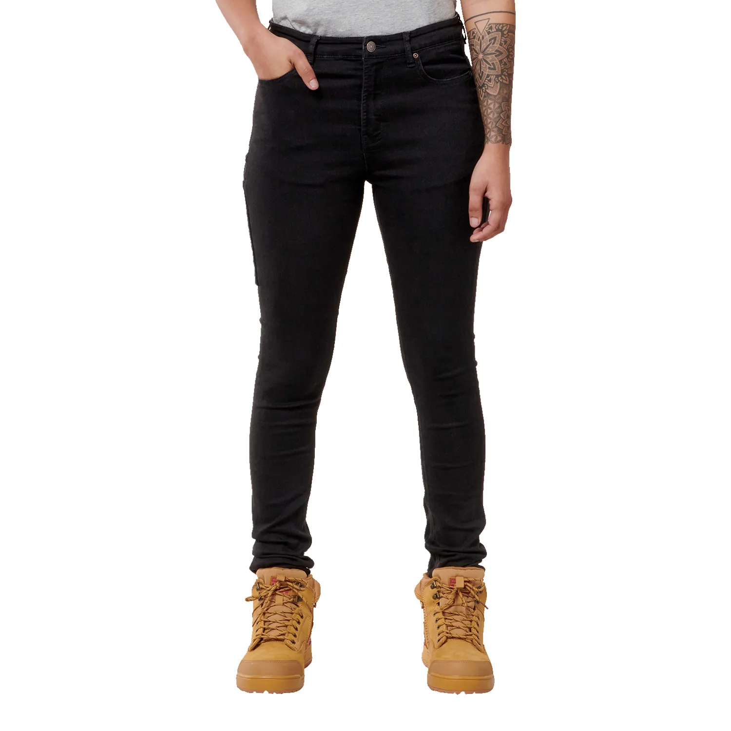 Y08227BLA10_01_01_3a7dec95a823a21b4233859346f2de389499c2c0_Y08227_BLA_1 Hard Yakka Women’s High Waisted Jeggings Black