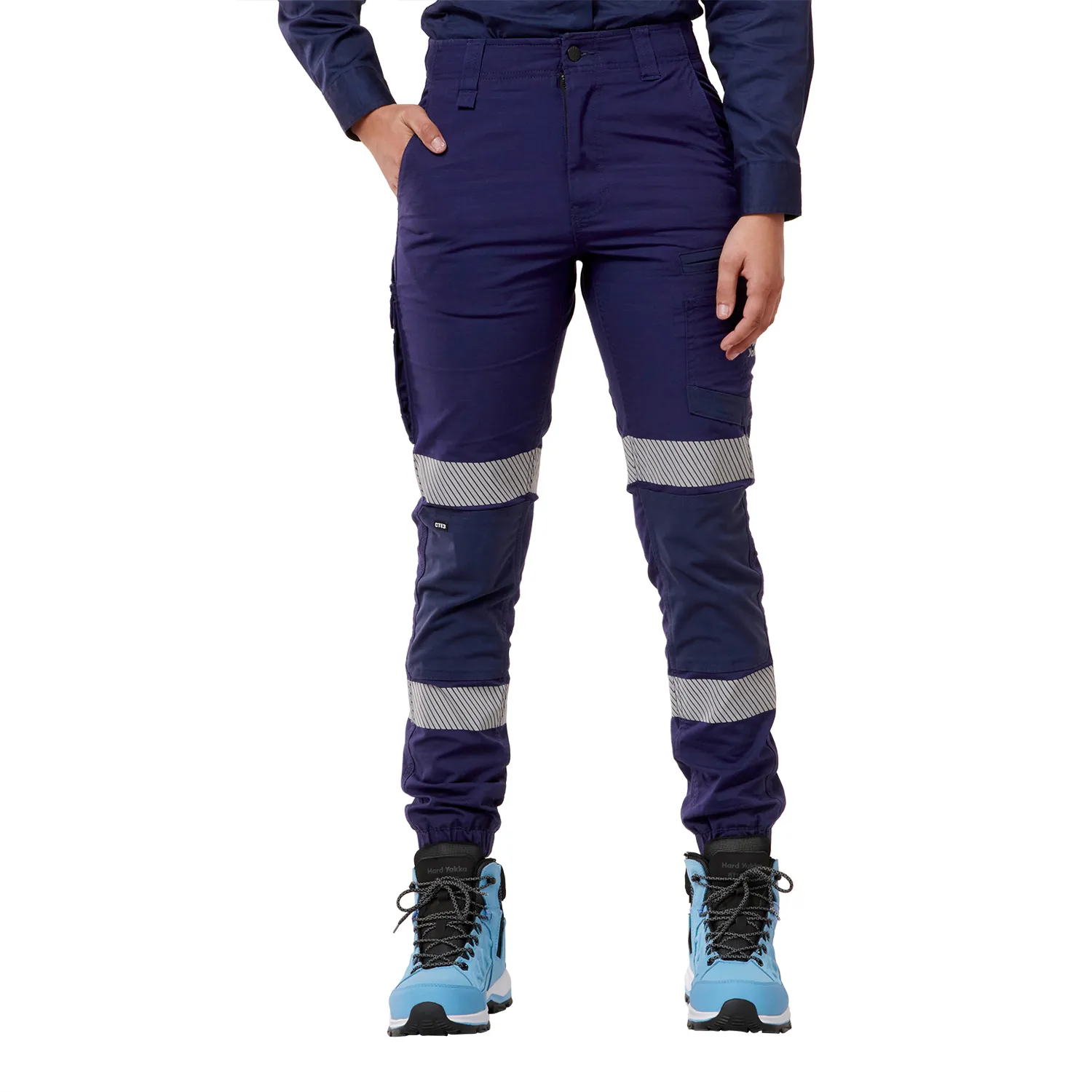 Hard Yakka Women’s Raptor Cuff Work Pants With Tape Navy