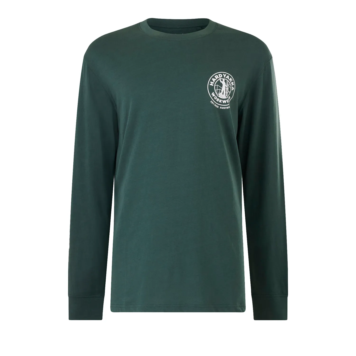 Y11489GAR2XL_01_01_cf332c1c400e222e2fc613b7198bde87551350e1_Y11489_GAG_1 Hard Yakka Men’s Core Heritage Icon Long Sleeve Tee Gardeners Green
